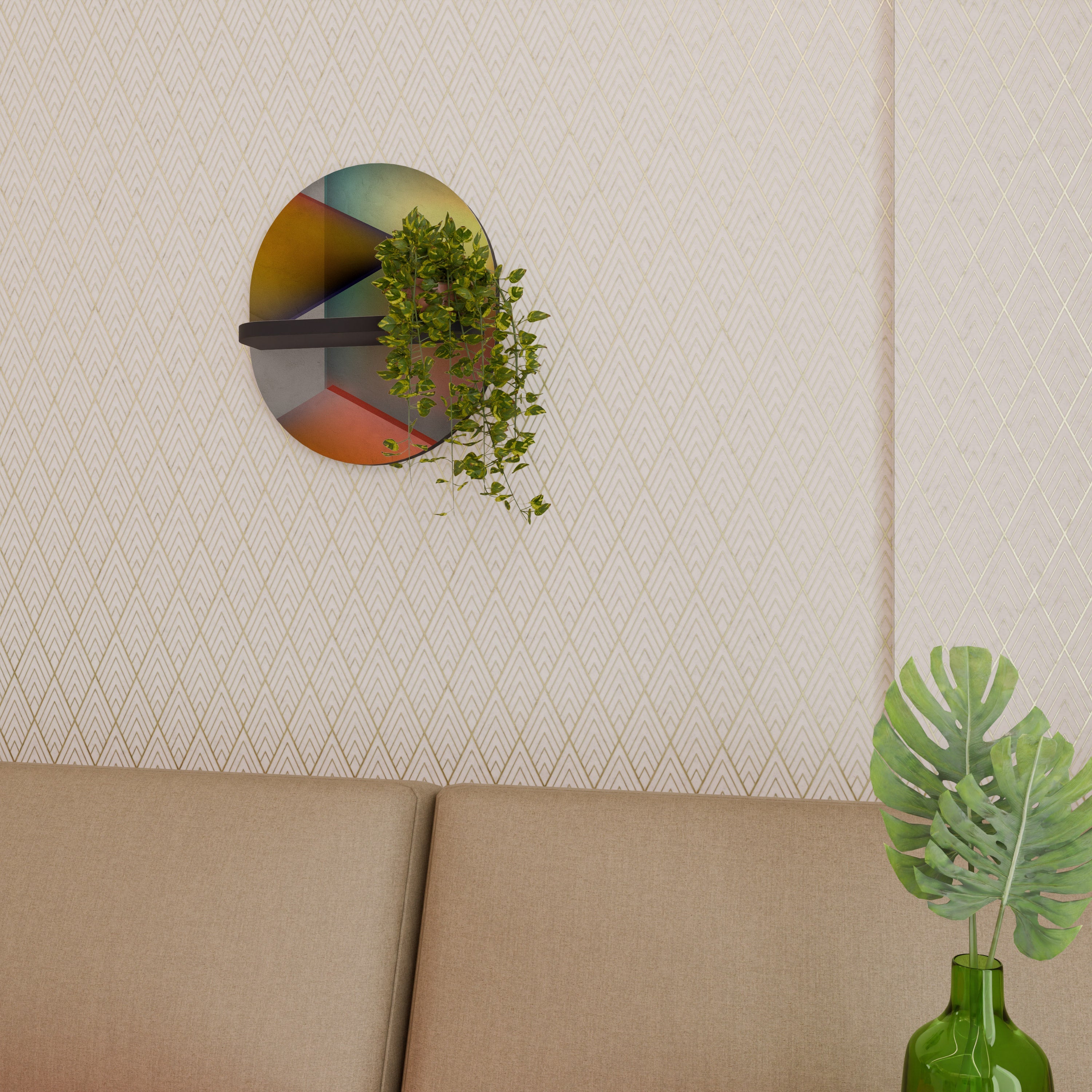 PIERCING SHARPNESS Étagère d'art ovale en finition noire