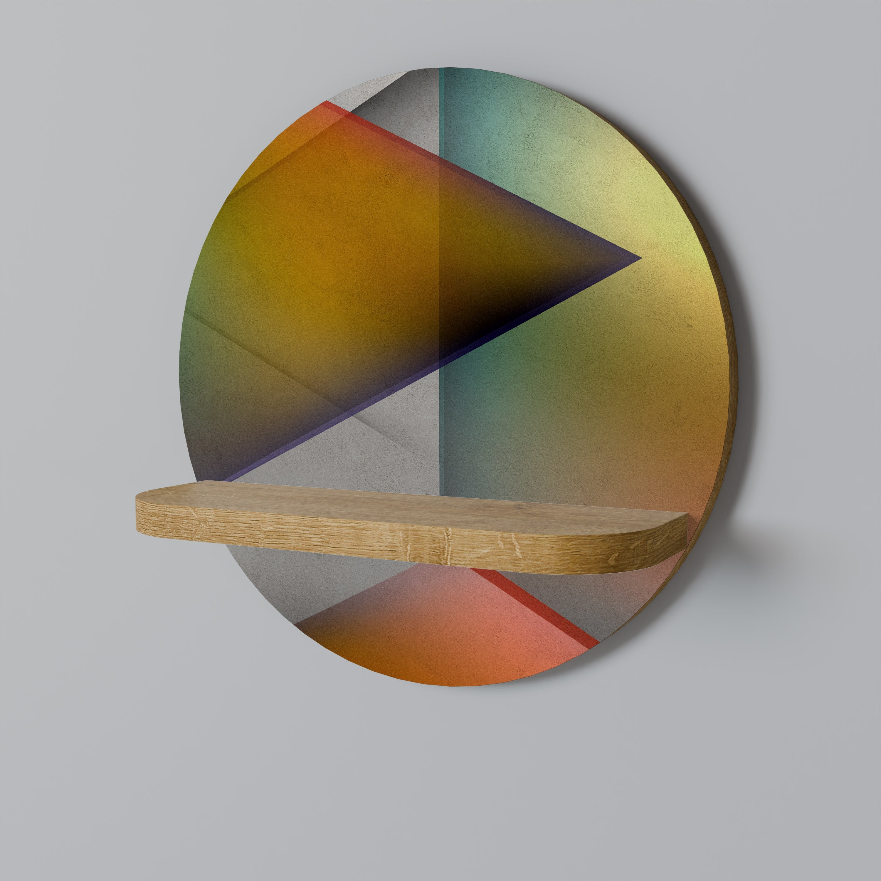 PIERCING SHARPNESS Étagère d'art ronde effet chêne