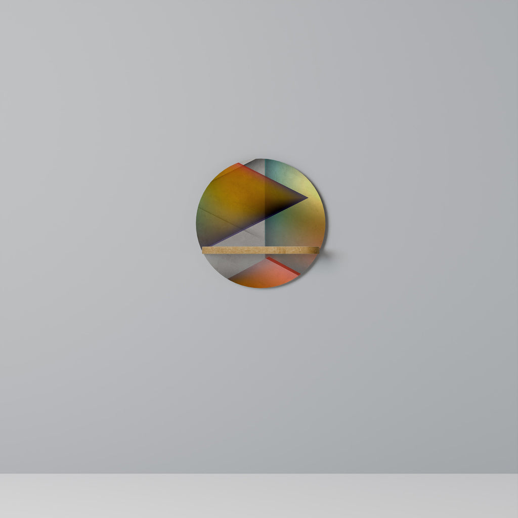 PIERCING SHARPNESS Étagère d'art ronde effet chêne