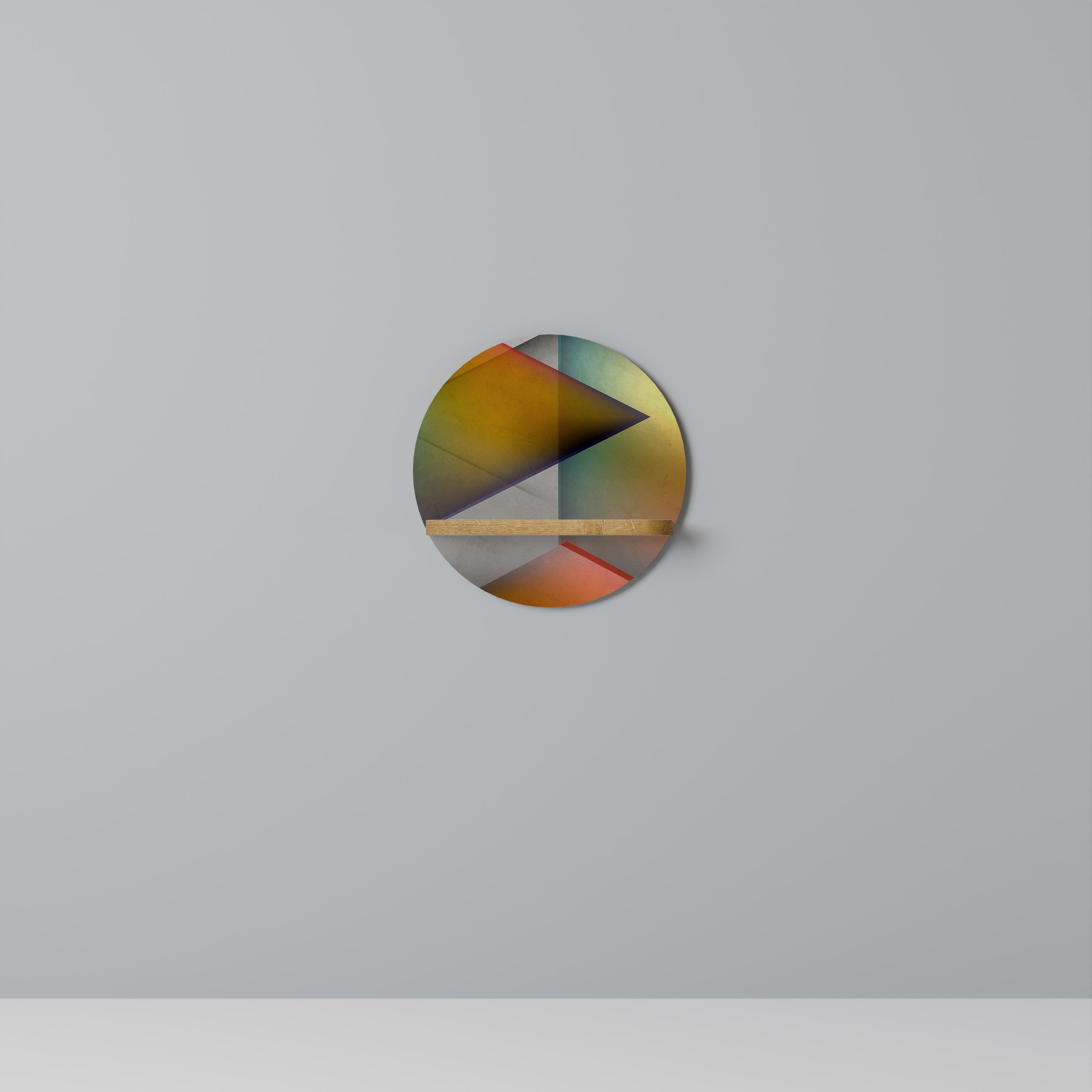 PIERCING SHARPNESS Étagère d'art ronde effet chêne