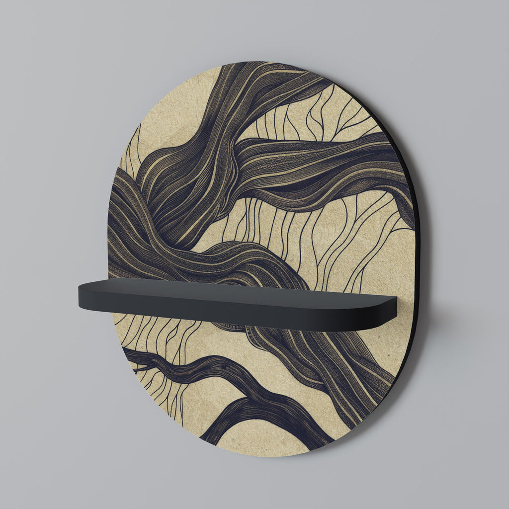 UNIFIED FRAGMENTS Oval Art Shelf In Black Finish