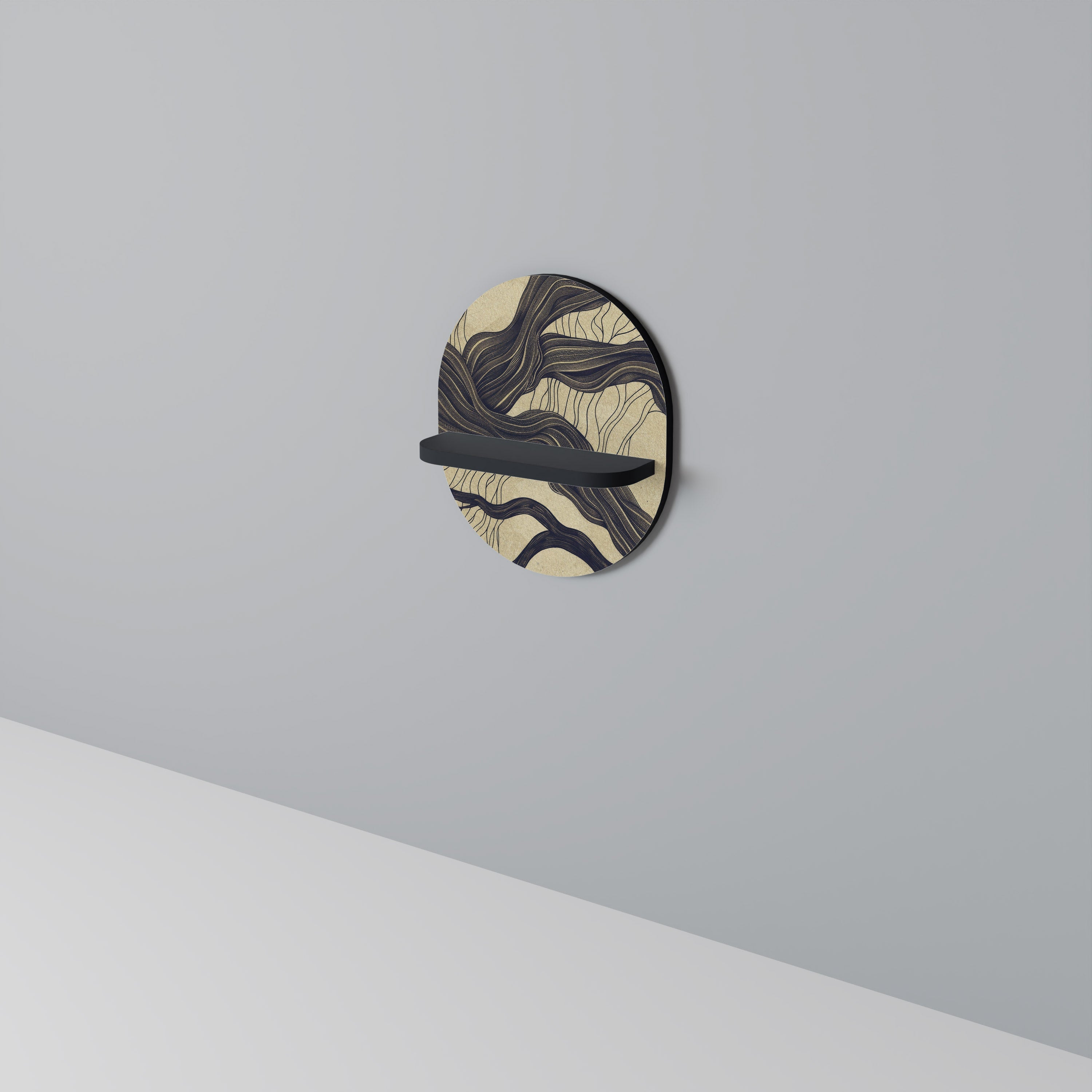 Étagère d'art ovale UNIFIED FRAGMENTS en finition noire