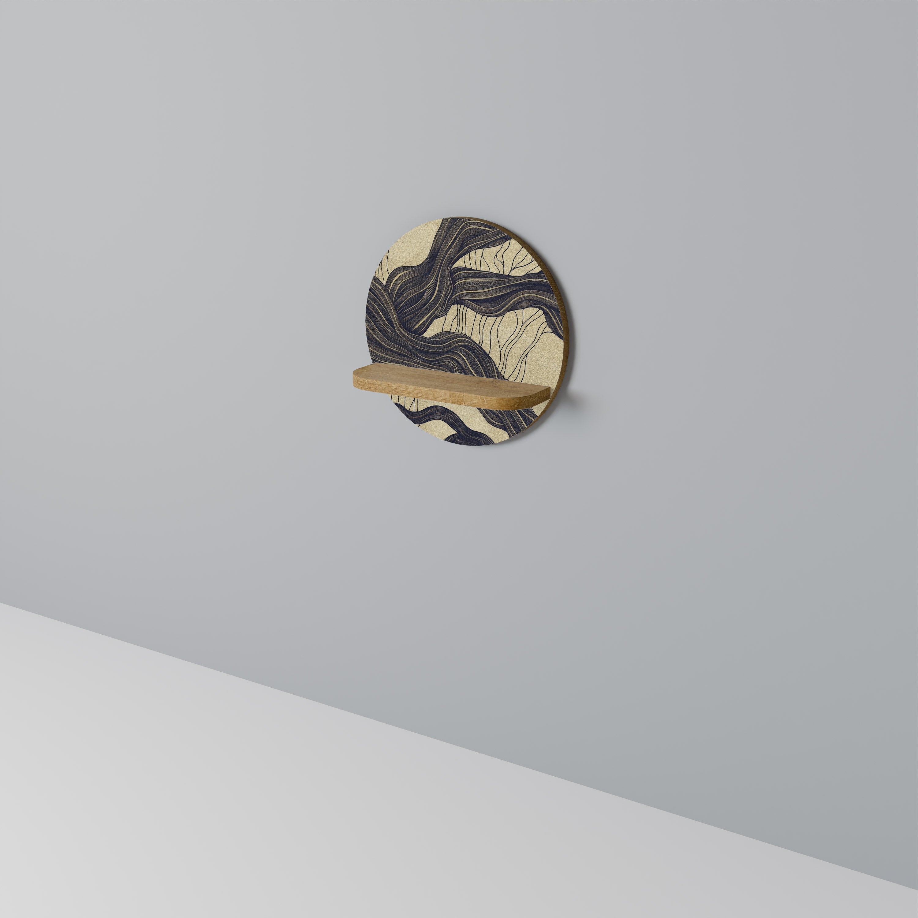 Étagère ronde UNIFIED FRAGMENTS effet chêne