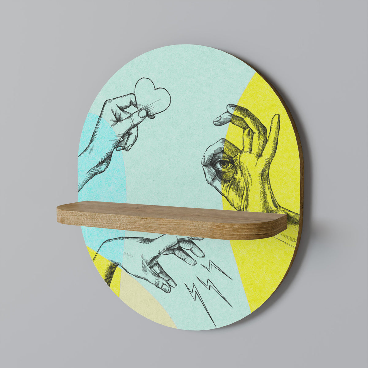 BODY LANGUAGE Oval Art Shelf In Oak Effect