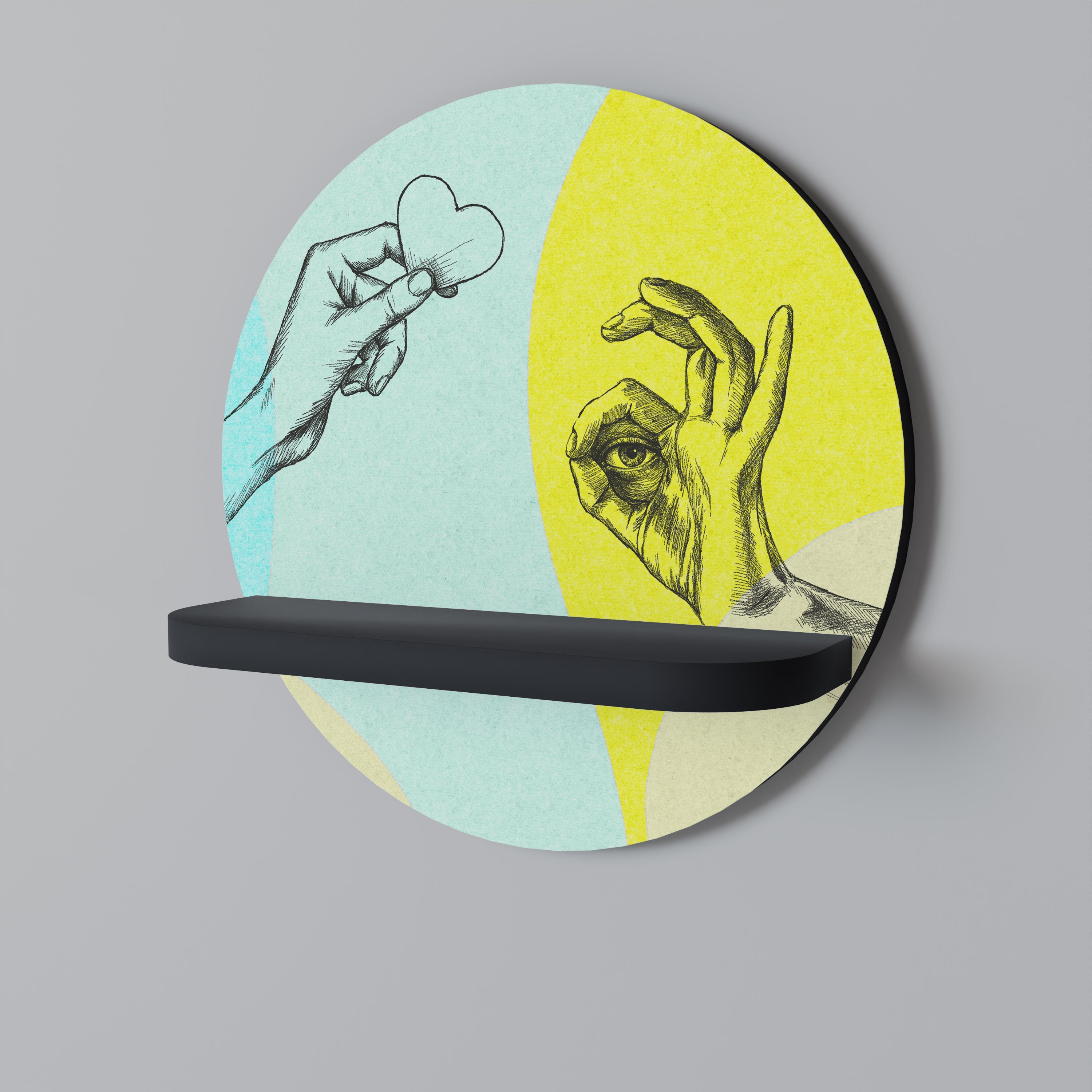 Étagère ronde BODY LANGUAGE en finition noire