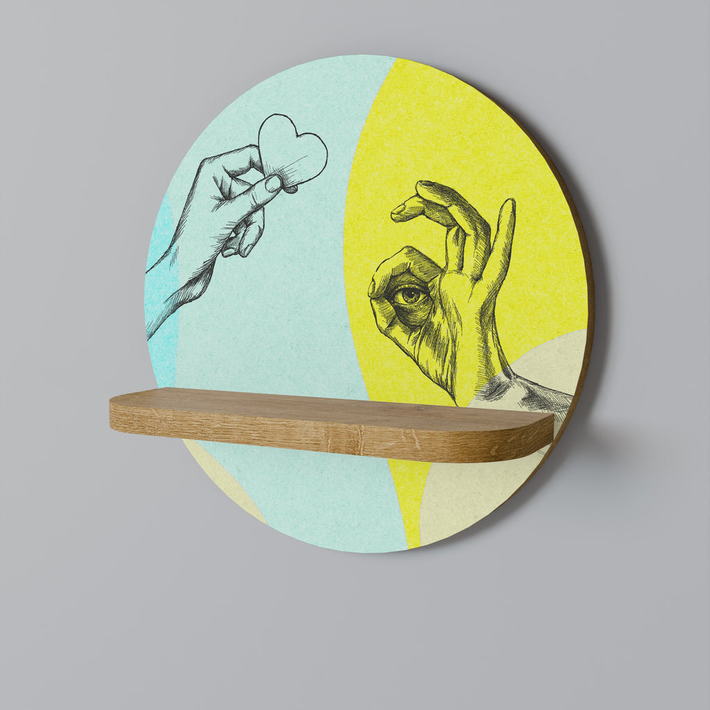 BODY LANGUAGE Round Art Shelf In Oak Effect