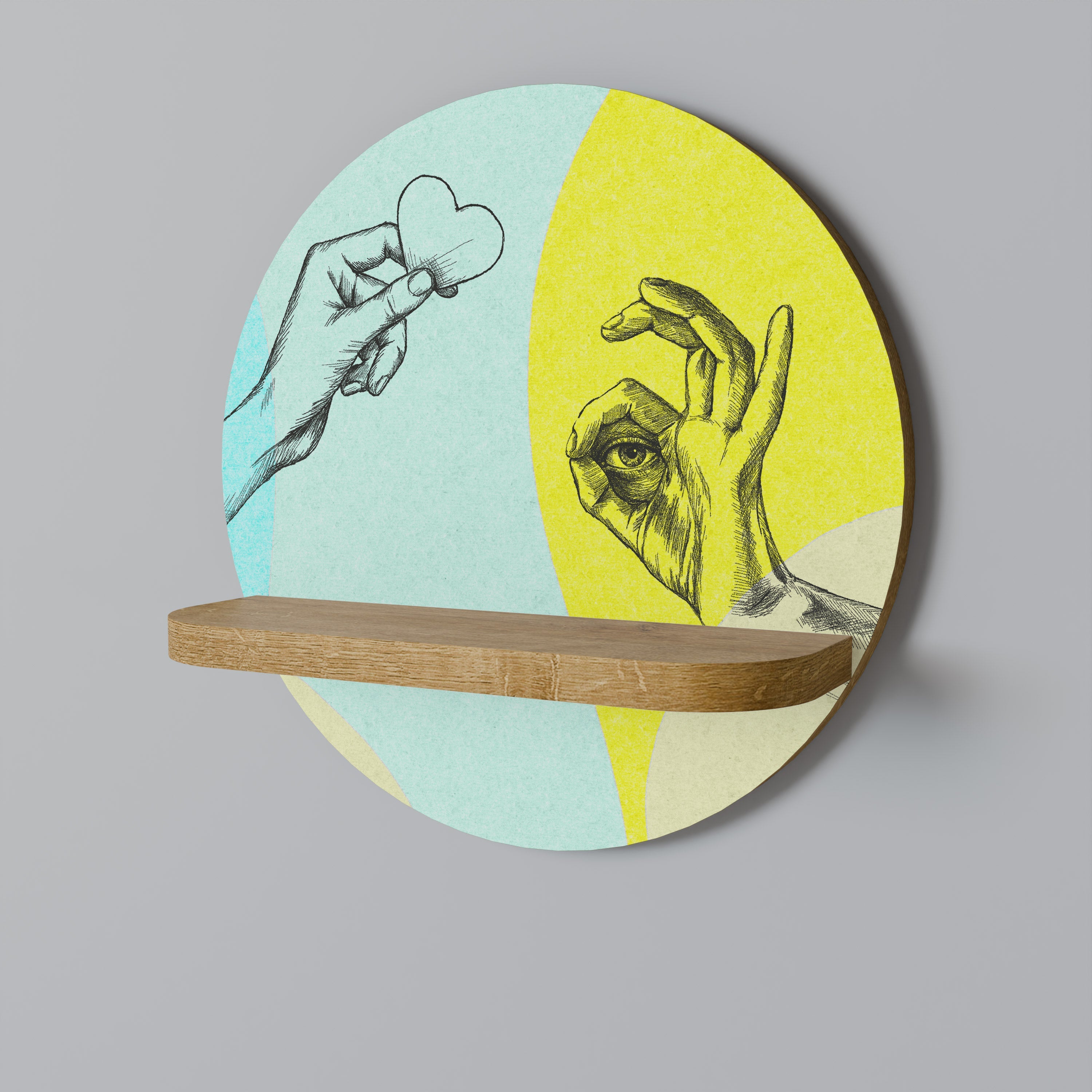 BODY LANGUAGE Round Art Shelf In Oak Effect