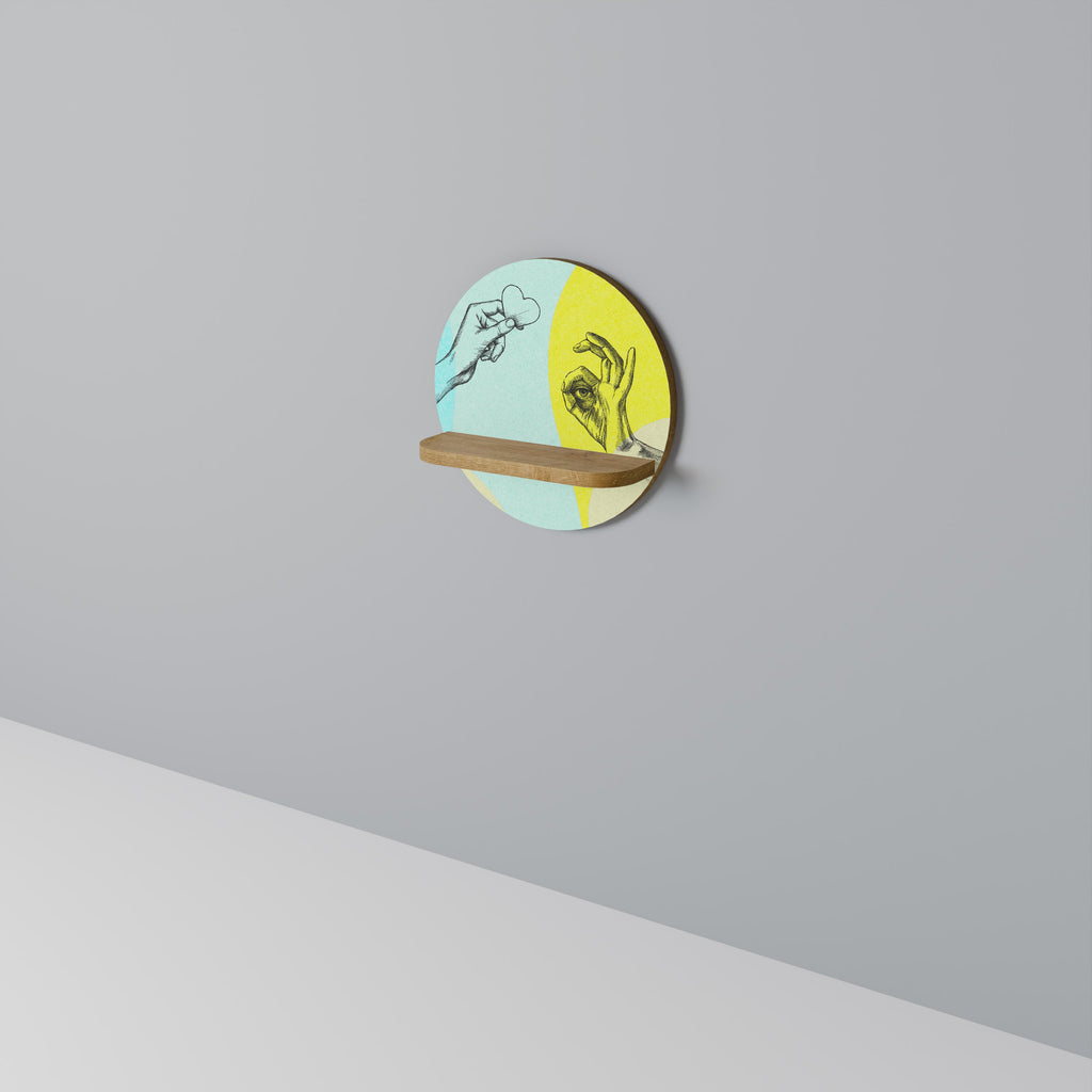 BODY LANGUAGE Round Art Shelf In Oak Effect