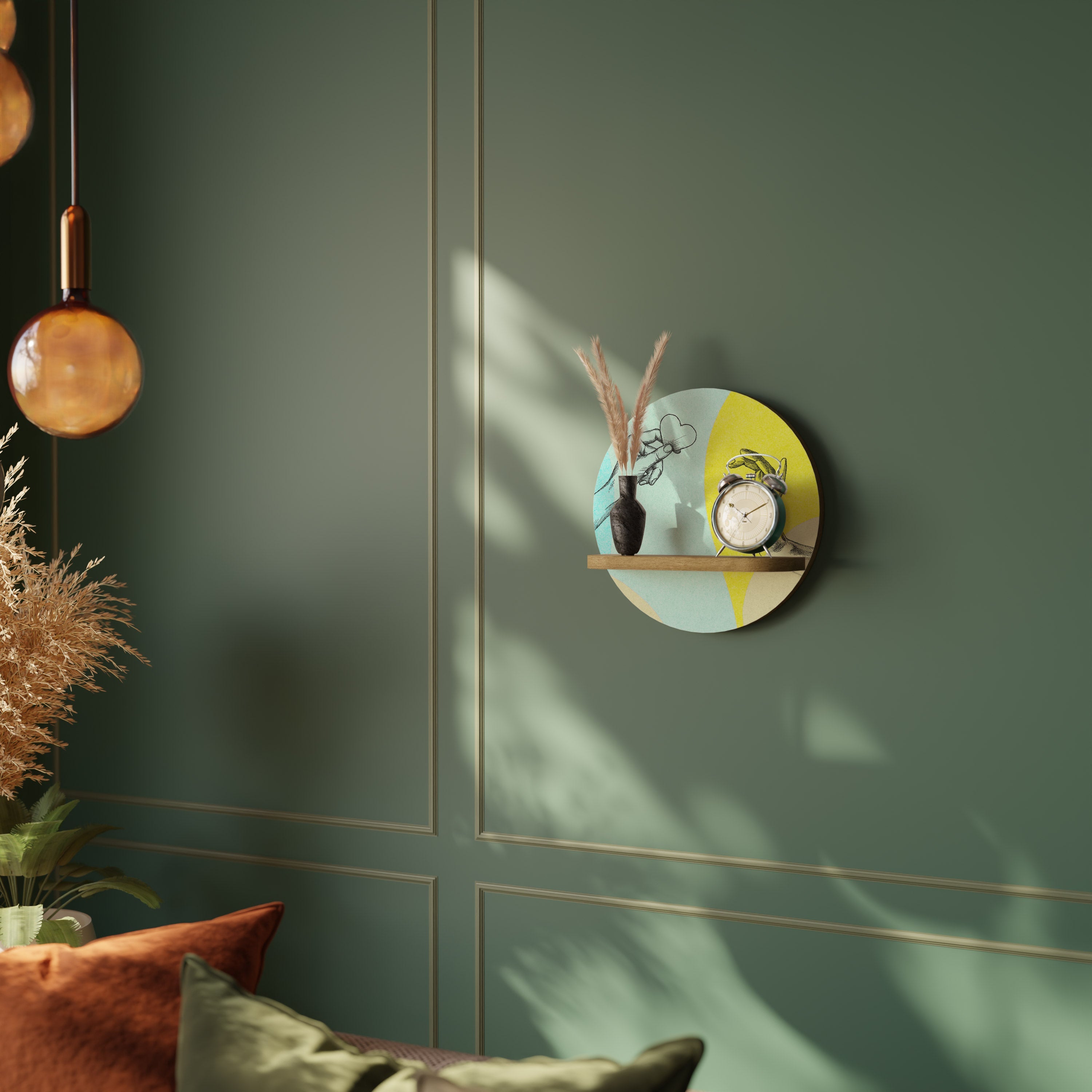 BODY LANGUAGE Round Art Shelf In Oak Effect