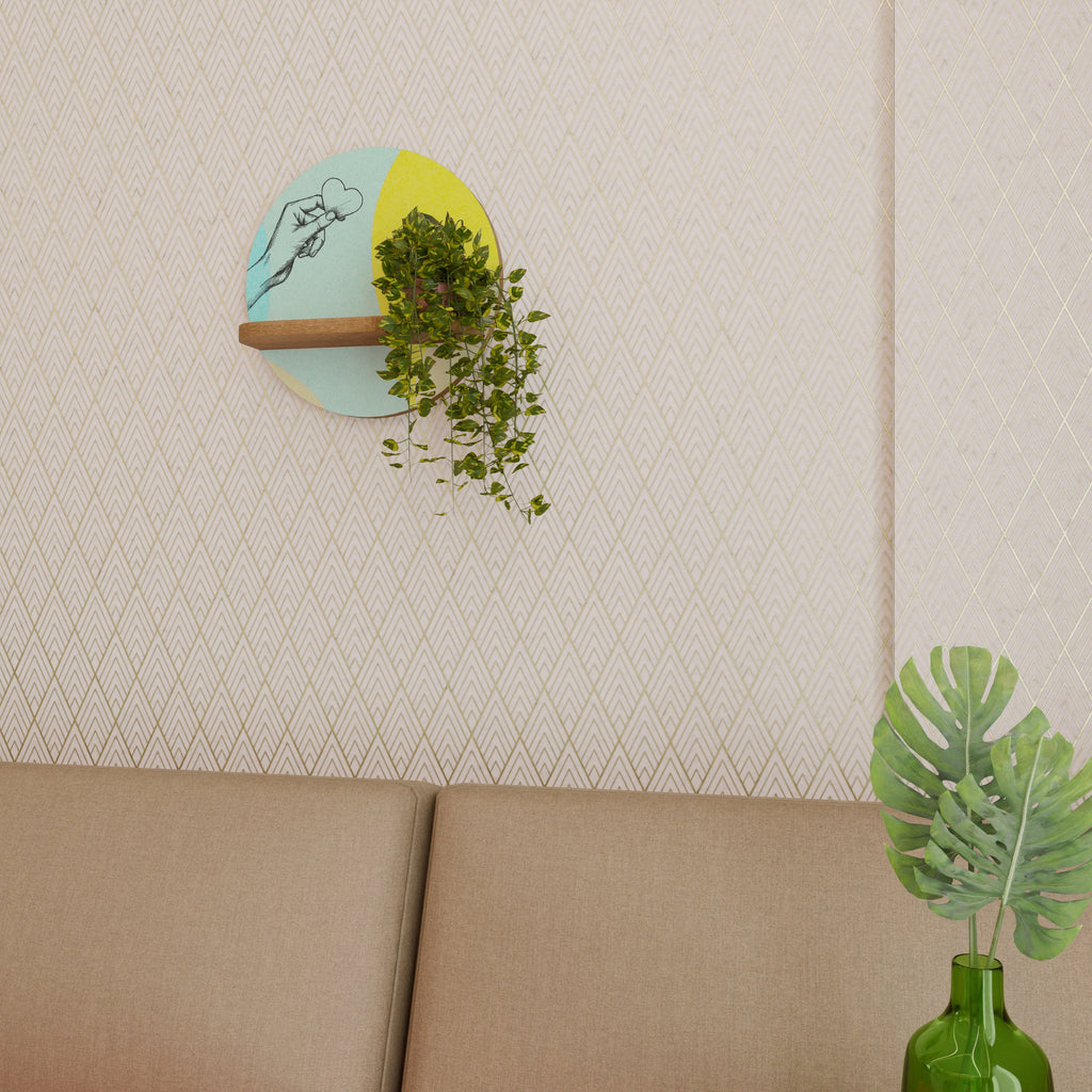 BODY LANGUAGE Round Art Shelf In Oak Effect