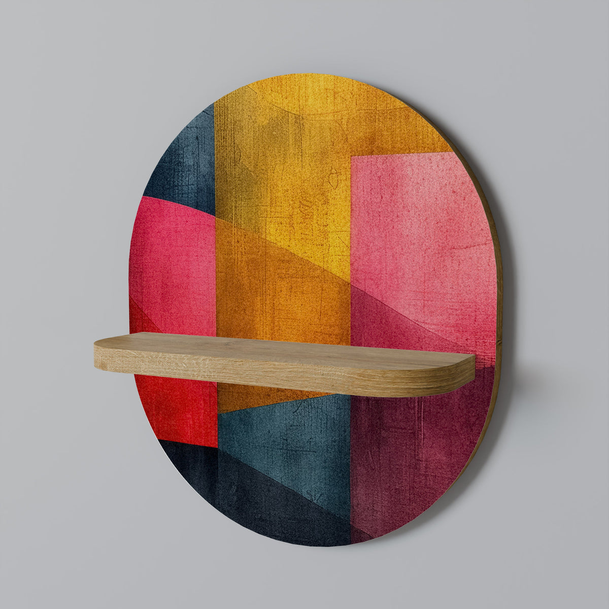 COLORFUL SOUNDS Oval Art Shelf In Oak Effect