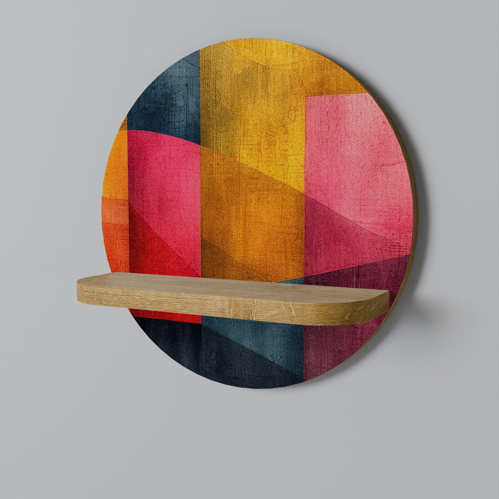 Étagère d'art ronde COLORFUL SOUNDS effet chêne