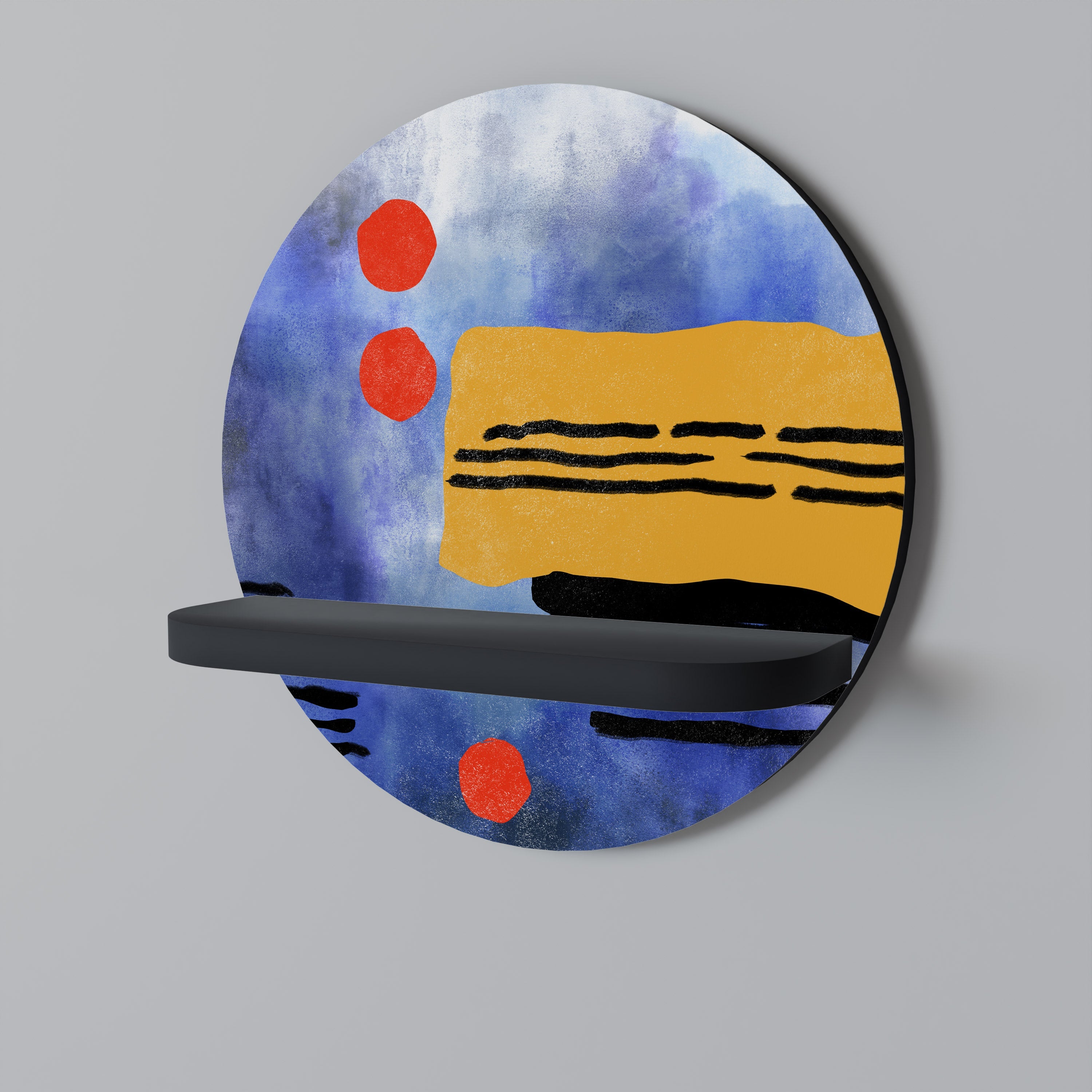 Étagère d'art ronde NIGHTFALL VIBRANCE en finition noire