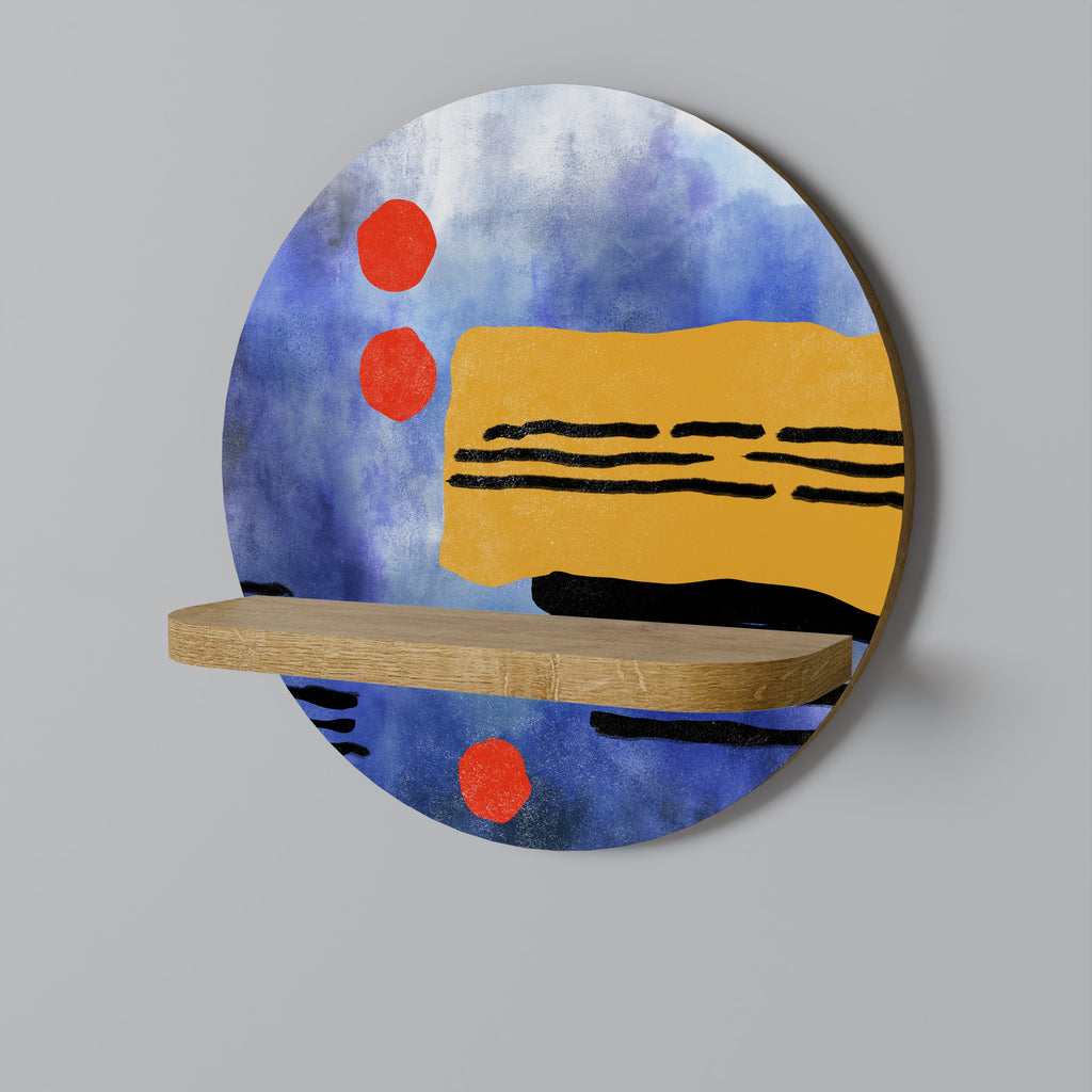 Étagère d'art ronde NIGHTFALL VIBRANCE effet chêne