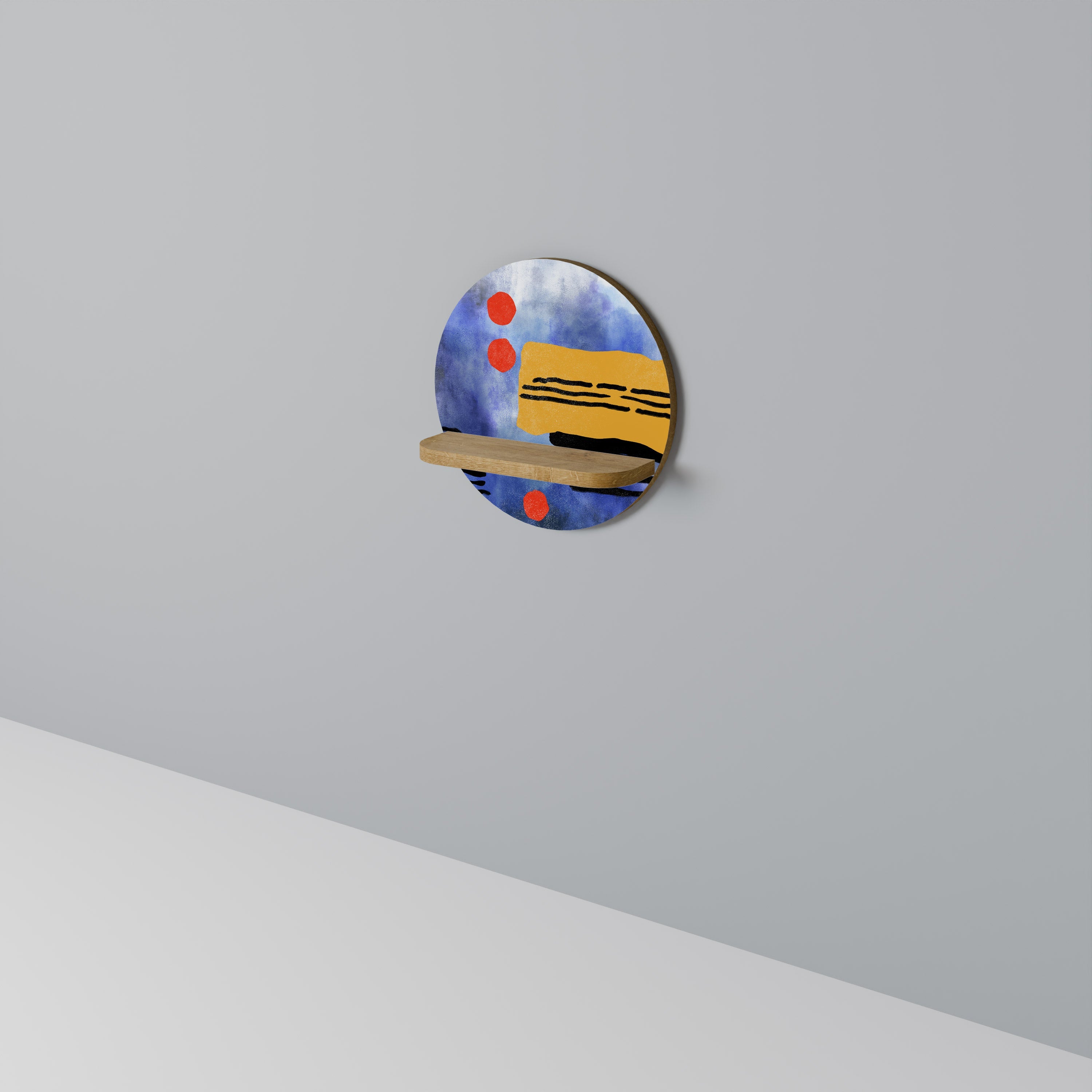 NIGHTFALL VIBRANCE Round Art Shelf In Oak Effect