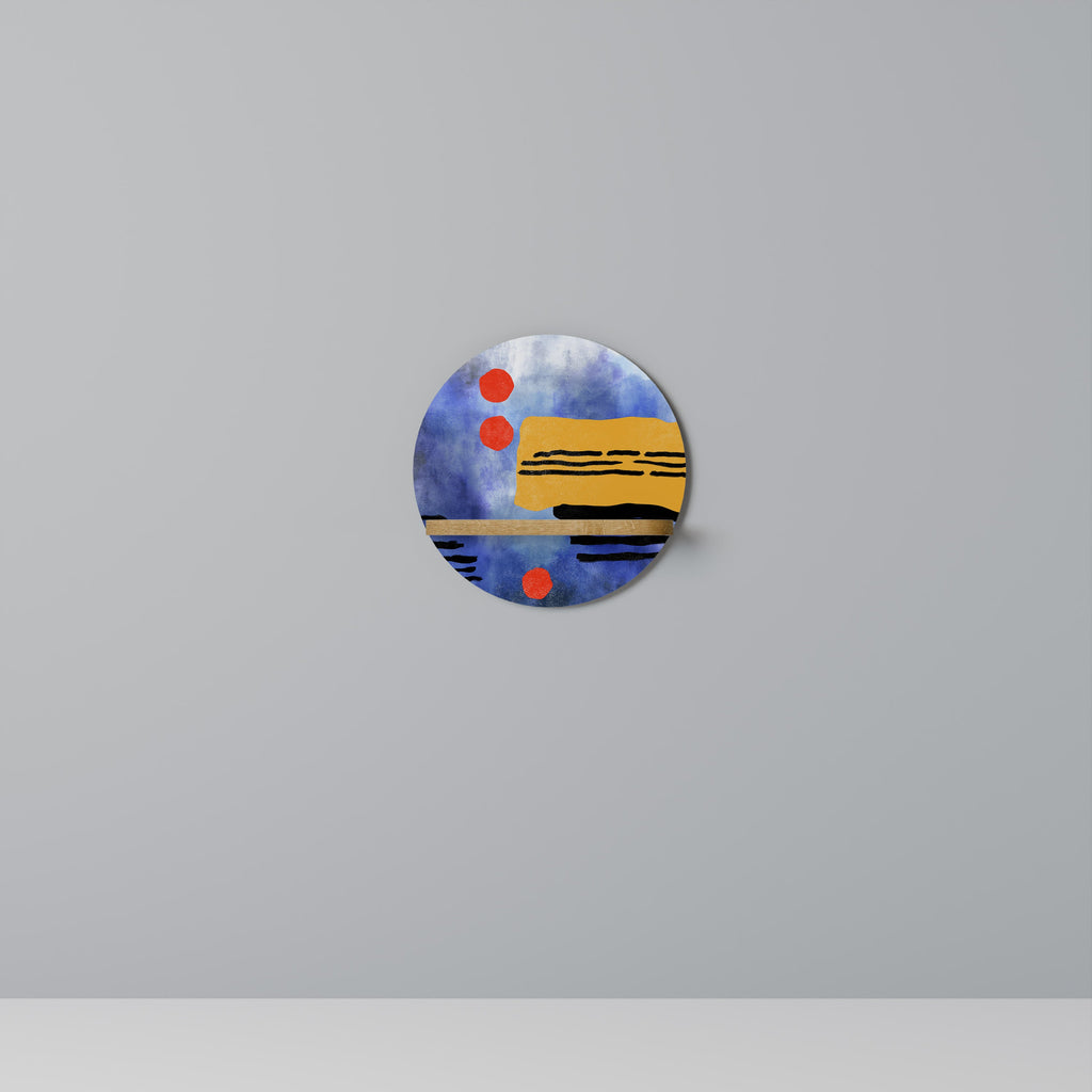 Étagère d'art ronde NIGHTFALL VIBRANCE effet chêne