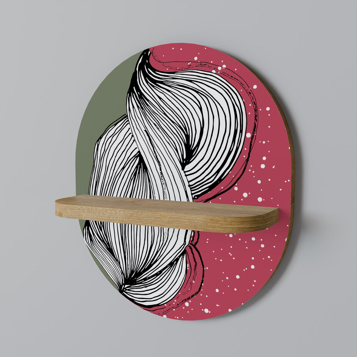 BE TOGETHER Oval Art Shelf In Oak Effect