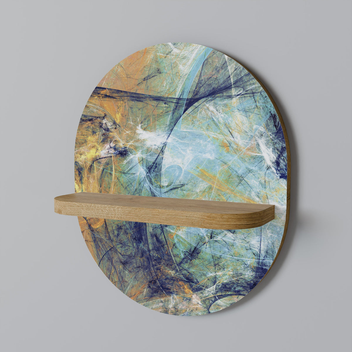 ABSTRACT THOUGHTS Oval Art Shelf In Oak Effect