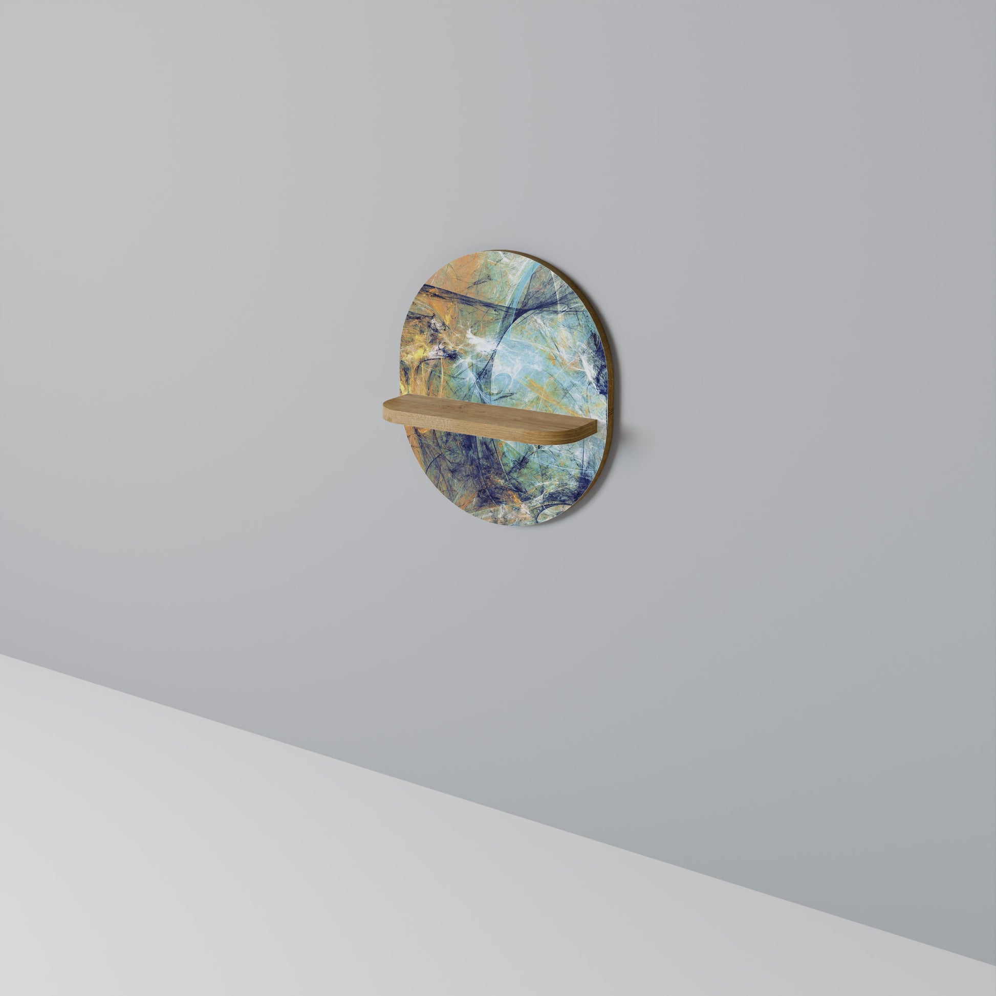 ABSTRACT THOUGHTS Oval Art Shelf In Oak Effect