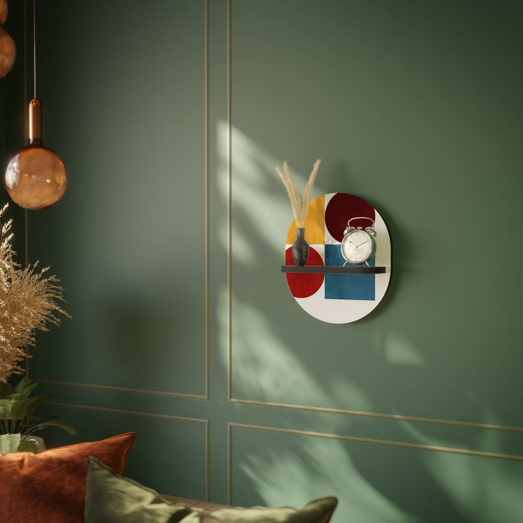 Étagère ovale en forme de puzzle géométrique, finition noire