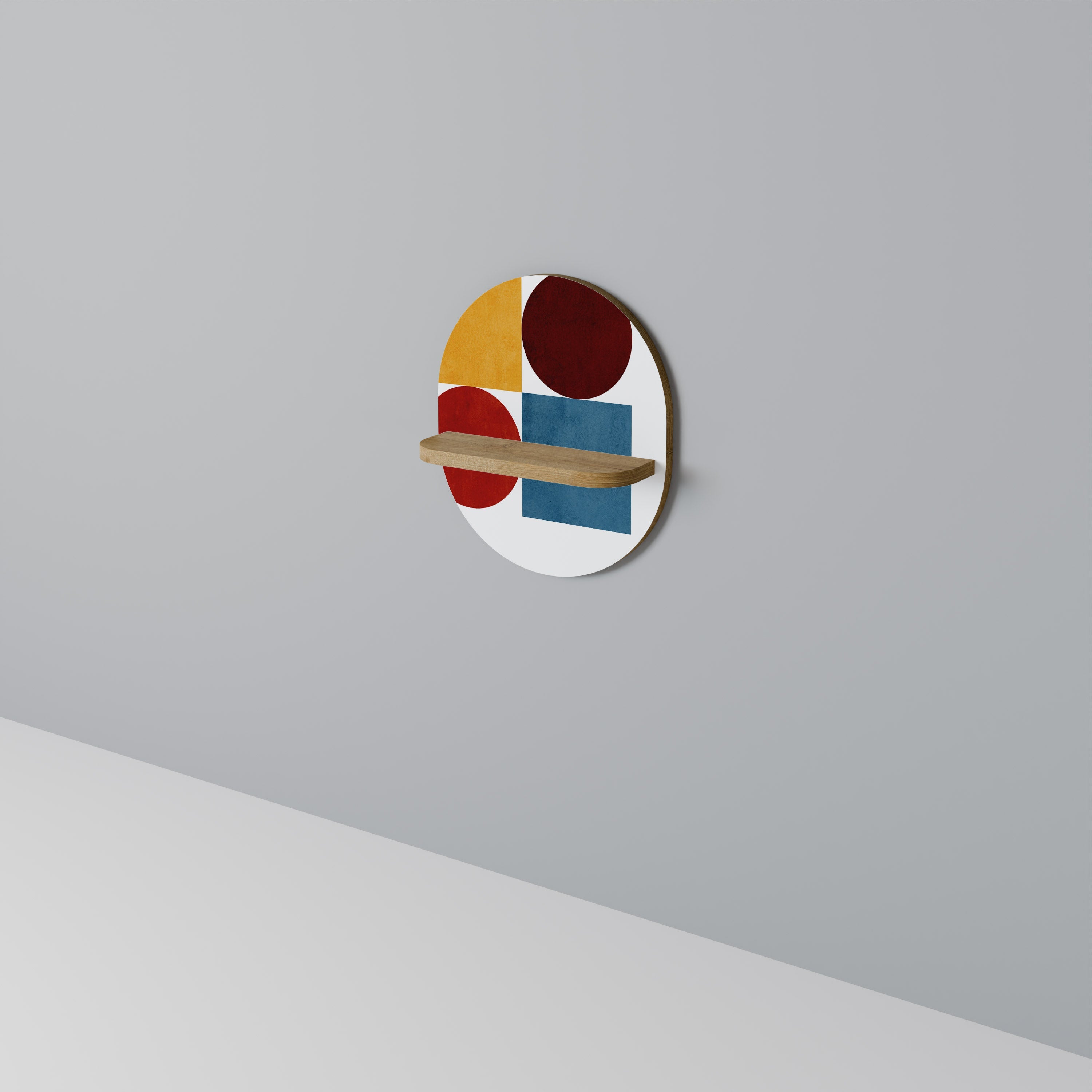 Étagère ovale effet chêne style PUZZLE GÉOMÉTRIQUE