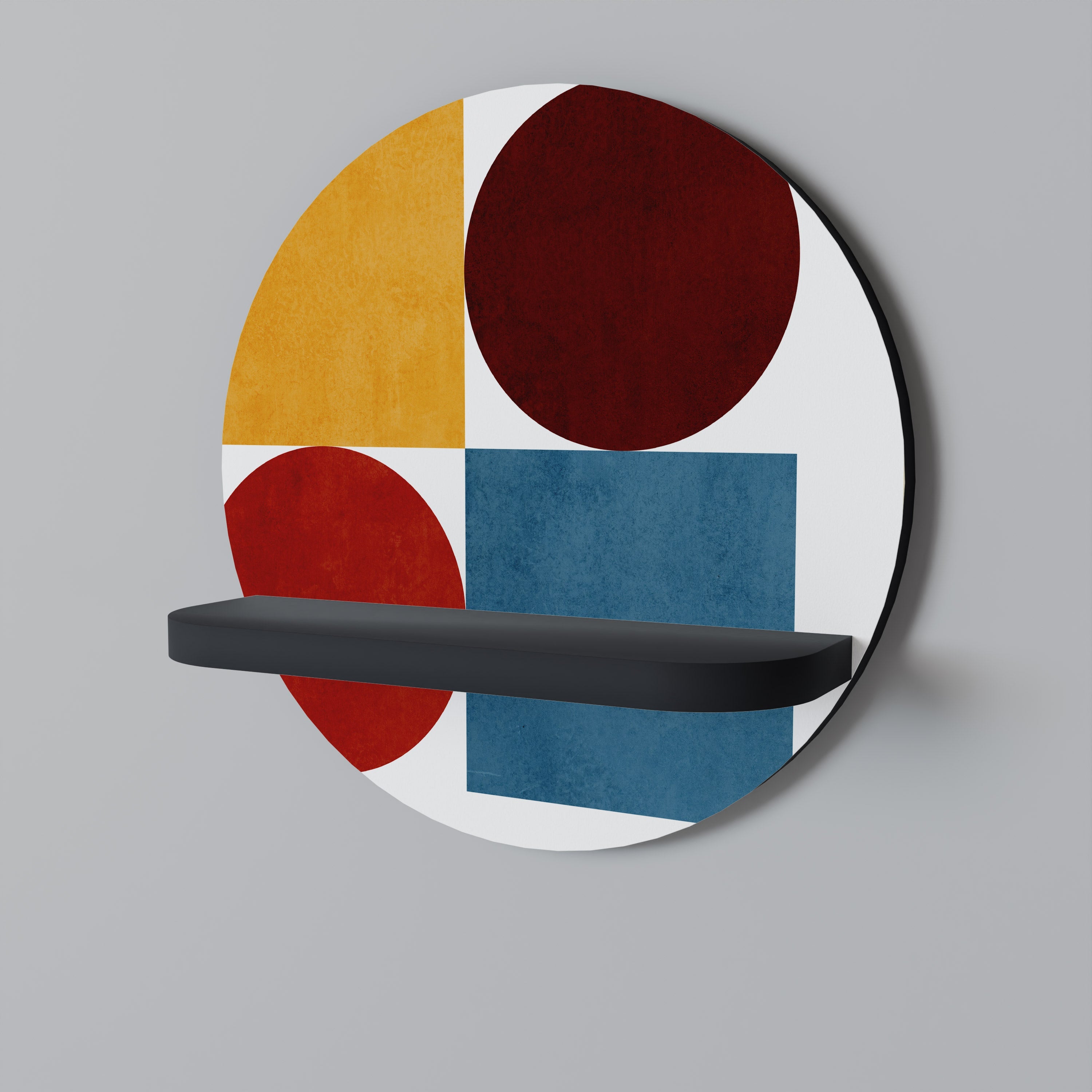 Étagère d'art ronde PUZZLE GÉOMÉTRIQUE en finition noire