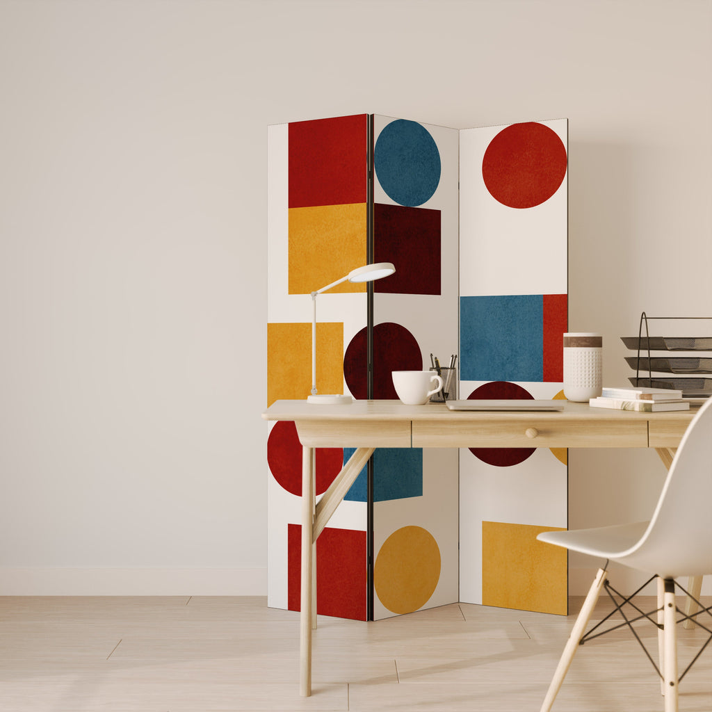 GEOMETRIC PUZZLE Decorative 3-Panel Room Divider
