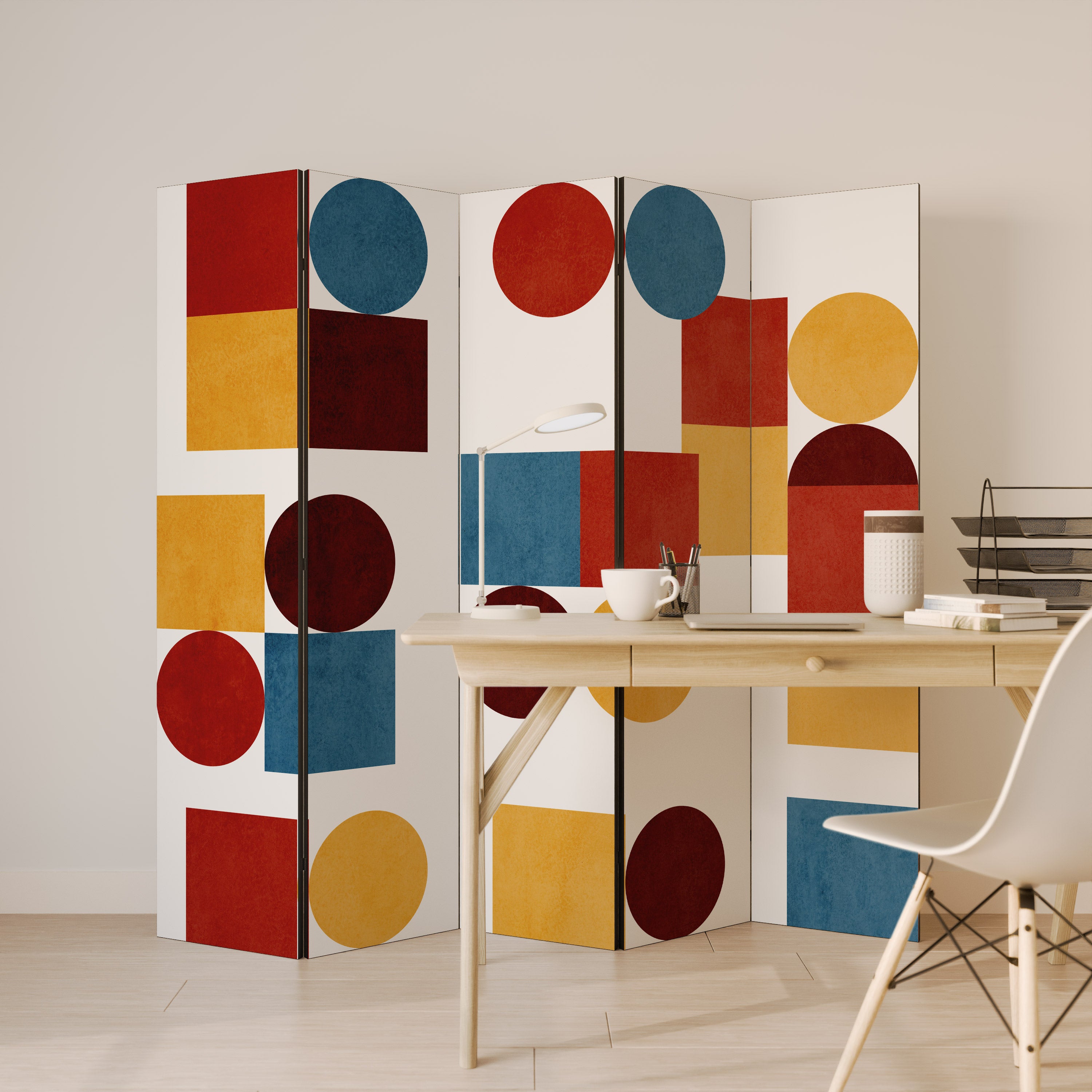 GEOMETRIC PUZZLE 5-Panel Room Divider