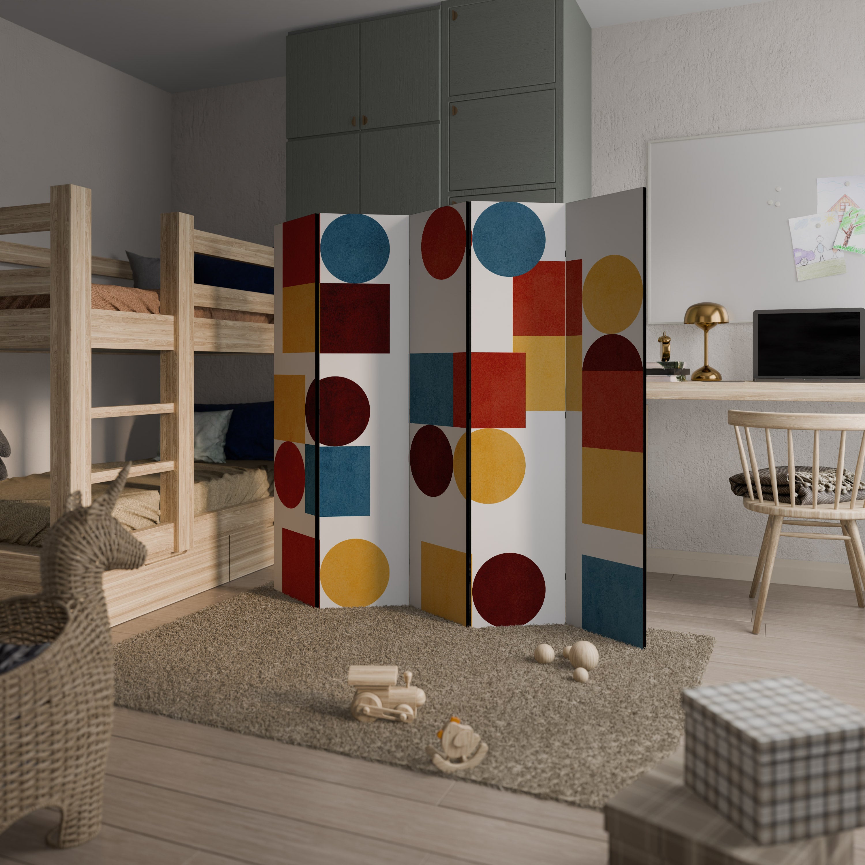 GEOMETRIC PUZZLE 5-Panel Room Divider