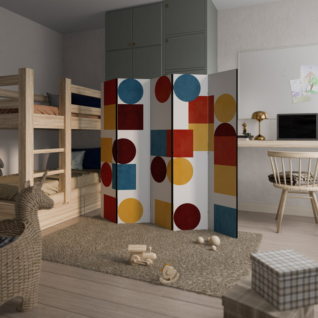 GEOMETRIC PUZZLE Decorative 5-Panel Room Divider
