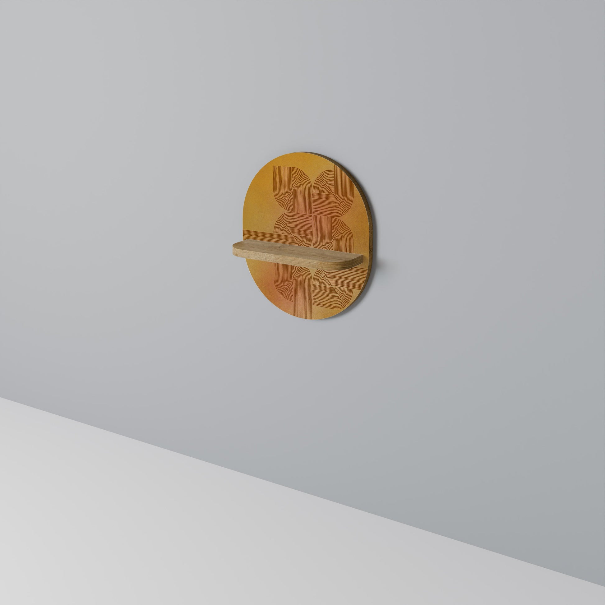 STRENGTHENING RELATION Oval Art Shelf In Oak Effect