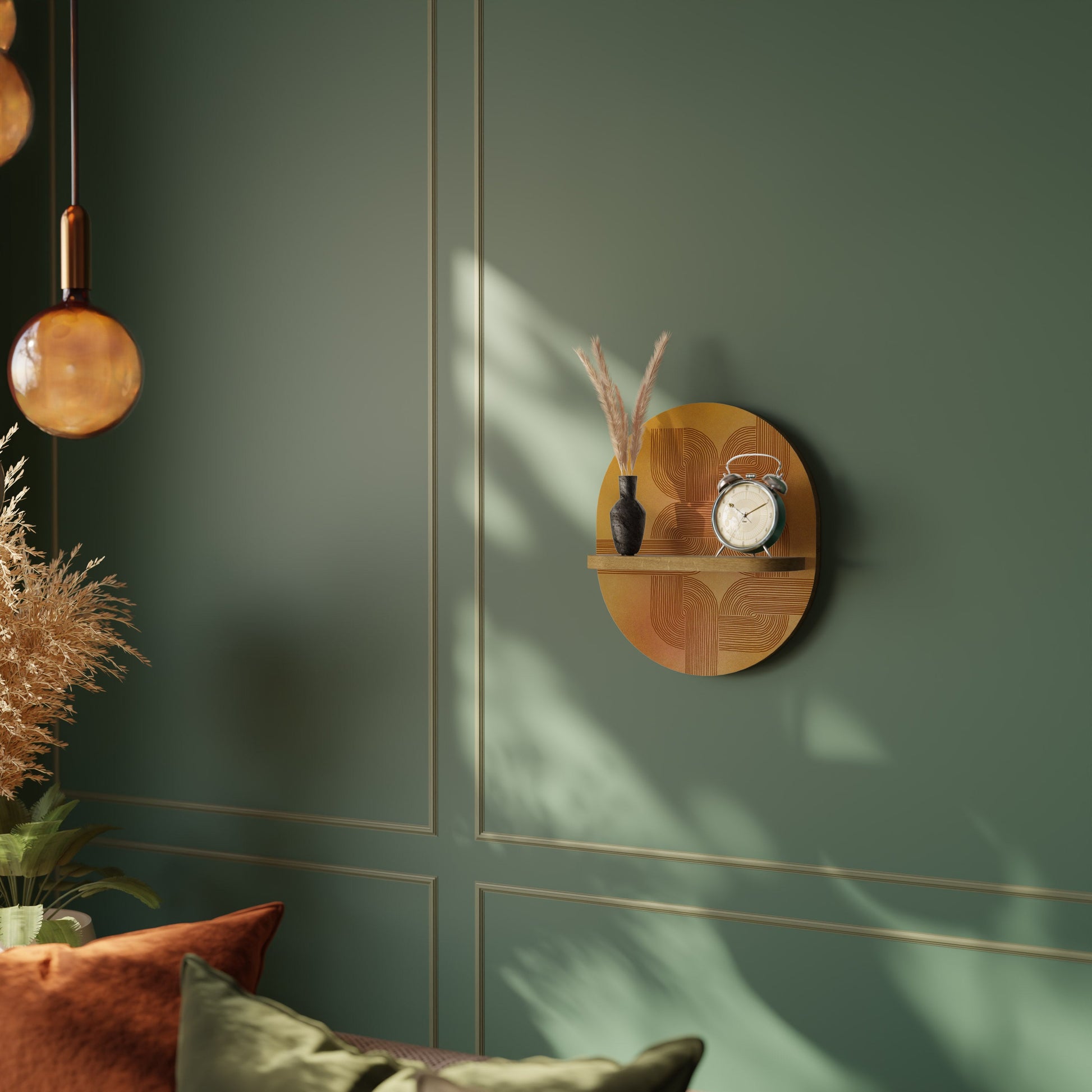 STRENGTHENING RELATION Oval Art Shelf In Oak Effect