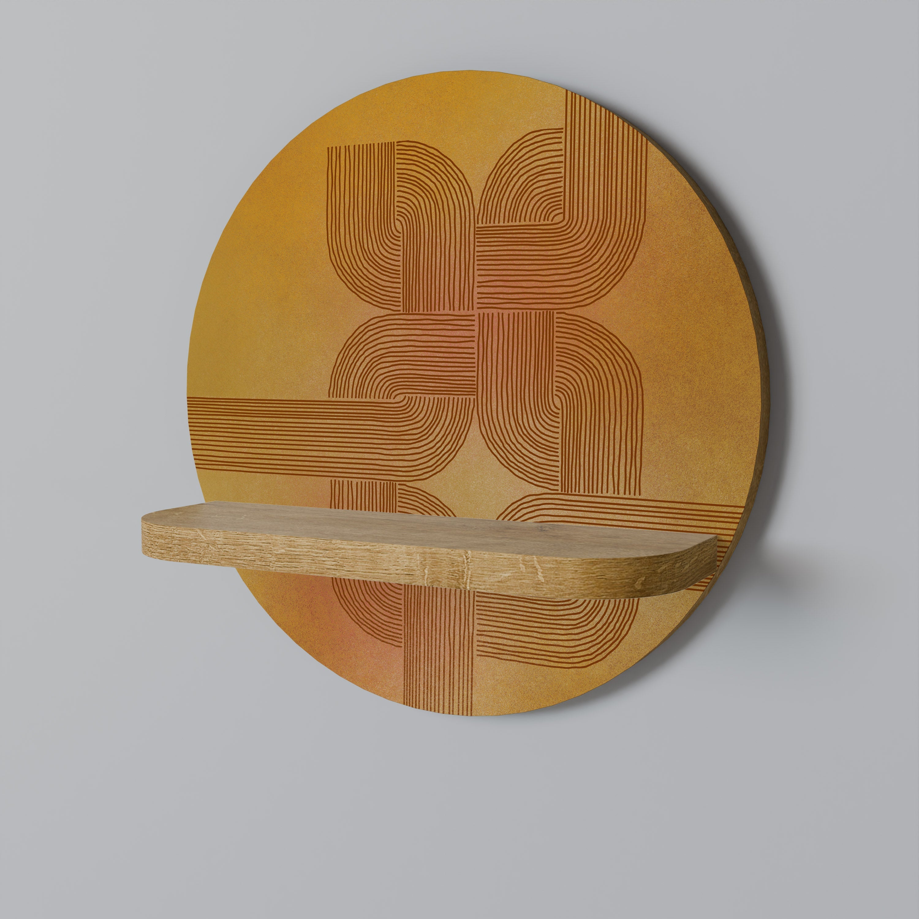 STRENGTHENING RELATION Round Art Shelf In Oak Effect