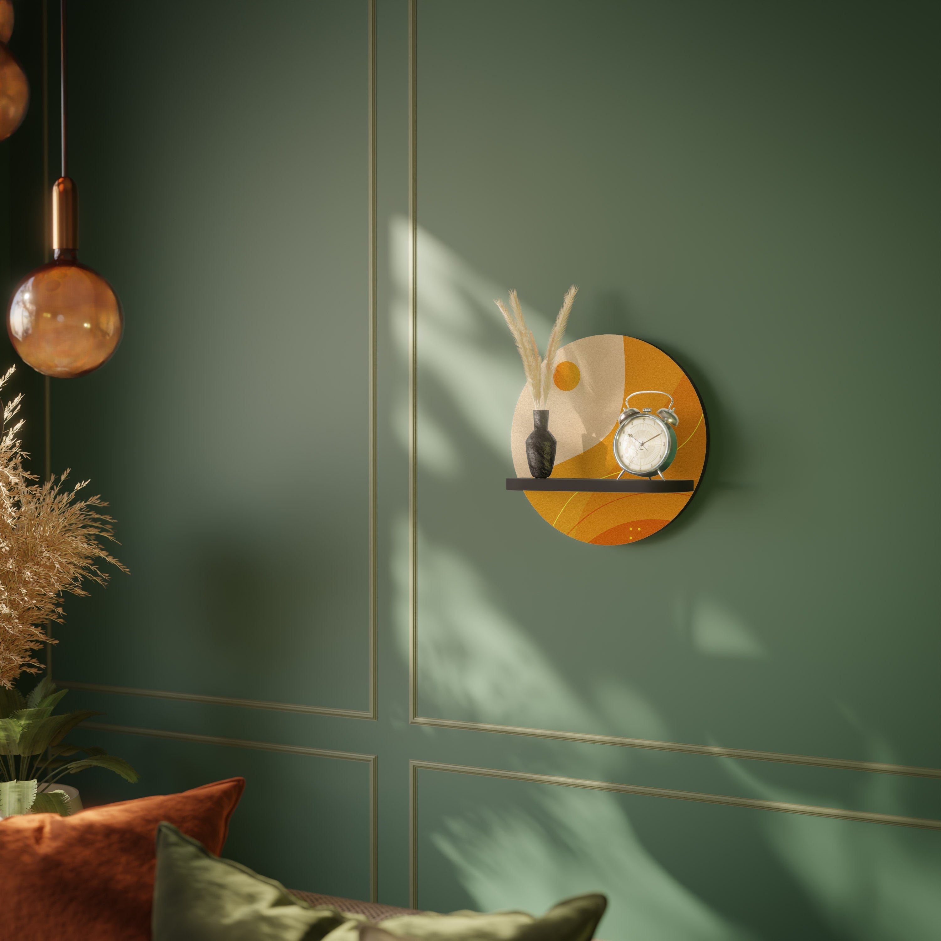 Étagère ronde ORANGE ARRANGEMENT en finition noire