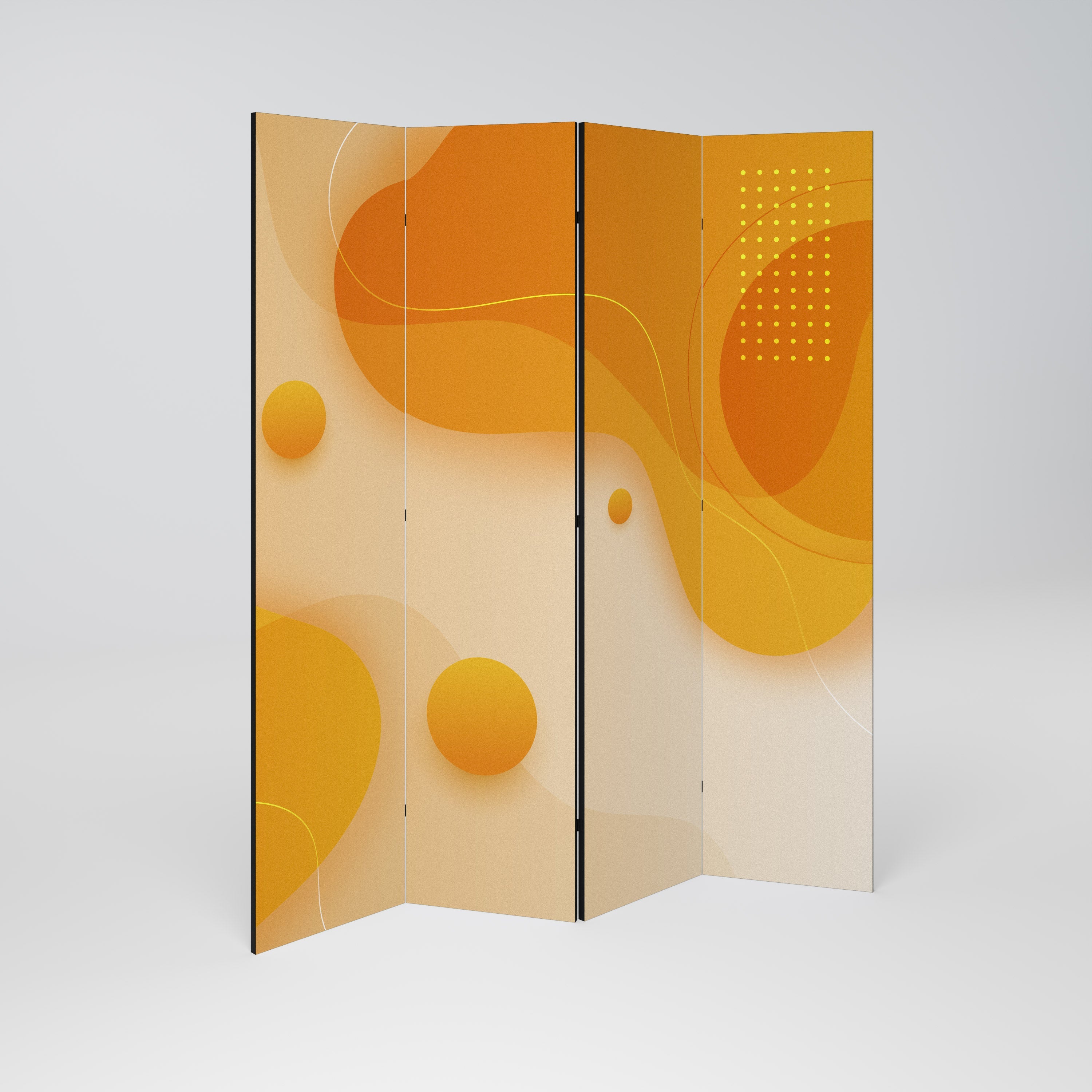 ORANGE ARRANGEMENT Decorative 4-Panel Room Divider