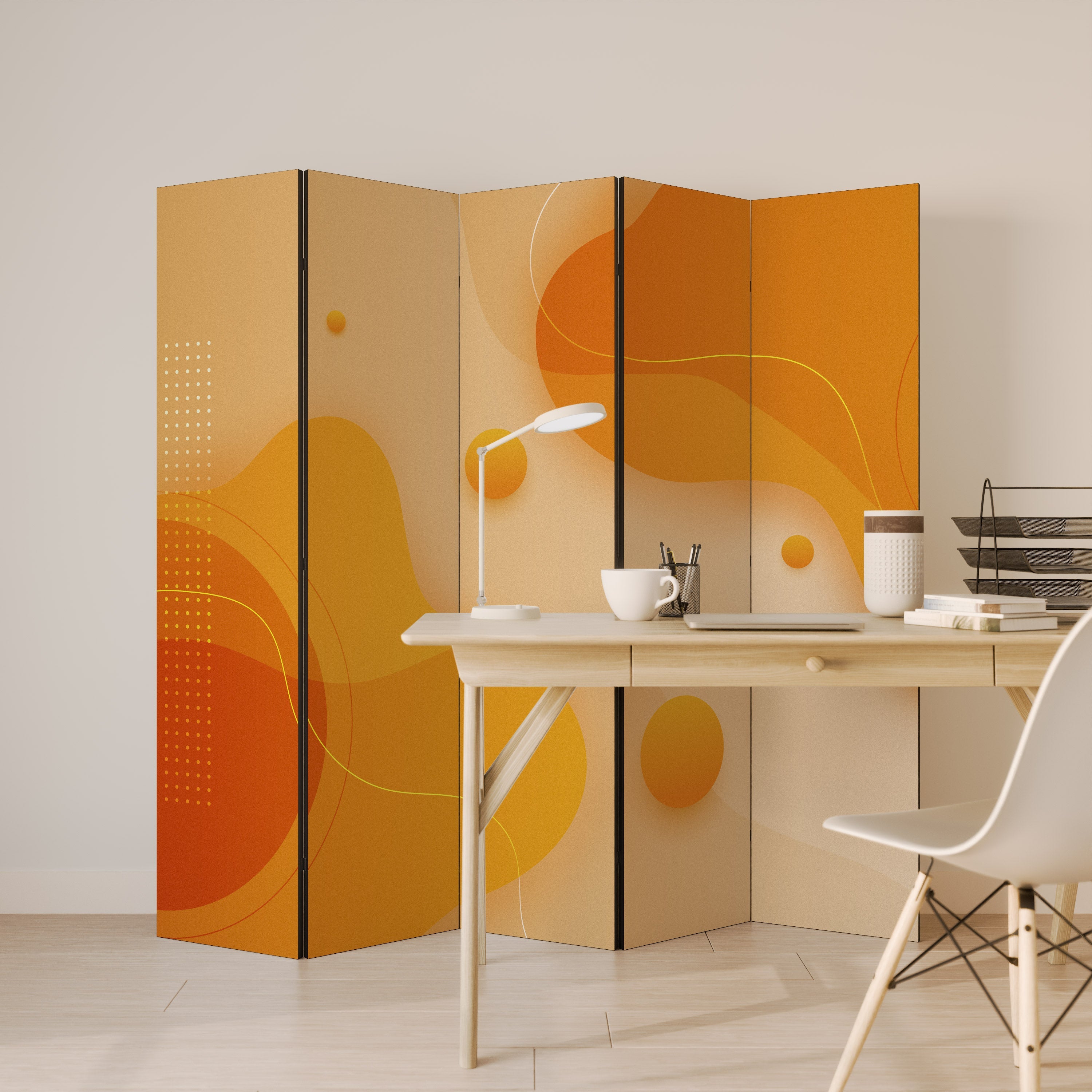 ORANGE ARRANGEMENT Decorative 5-Panel Room Divider