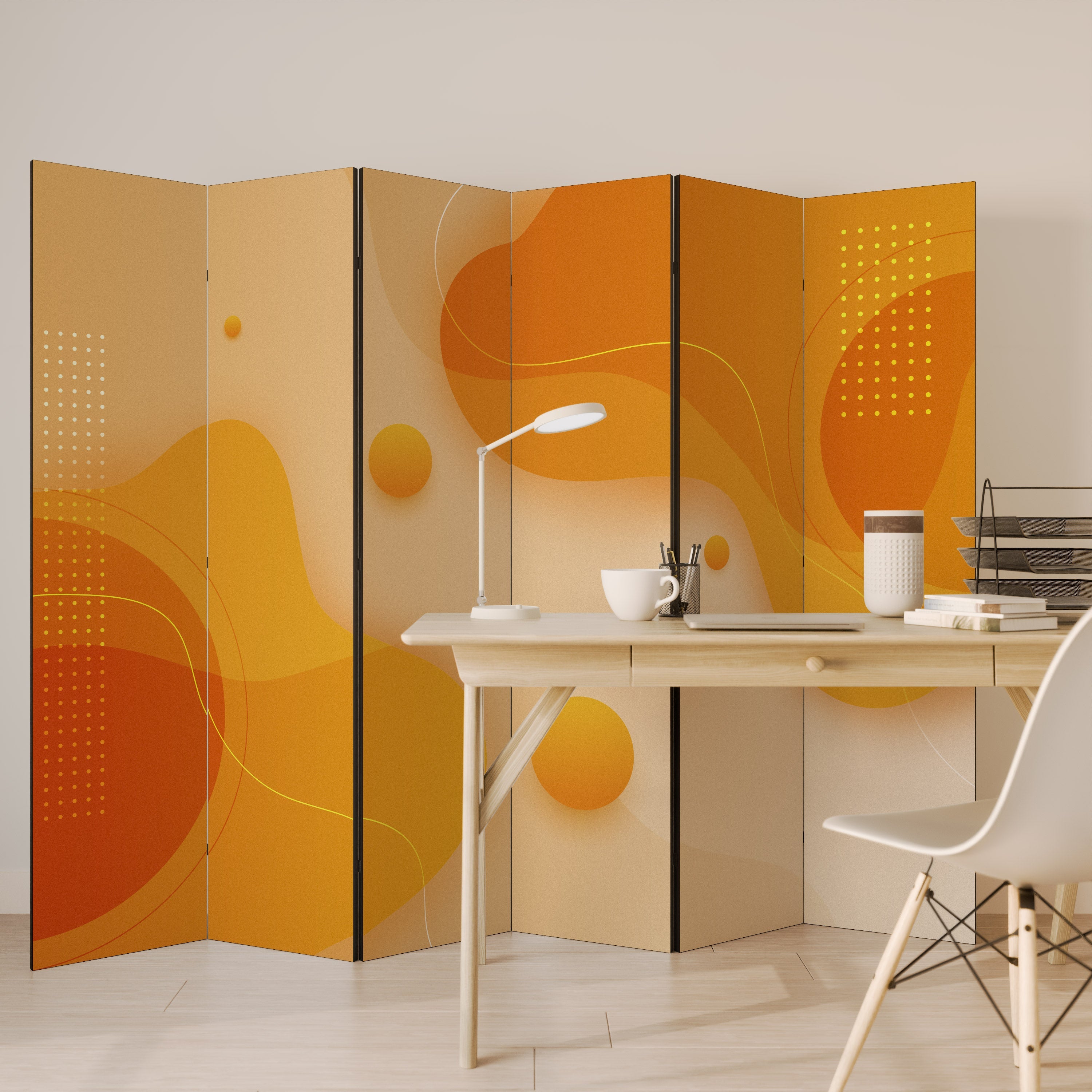ORANGE ARRANGEMENT Decorative 6-Panel Room Divider