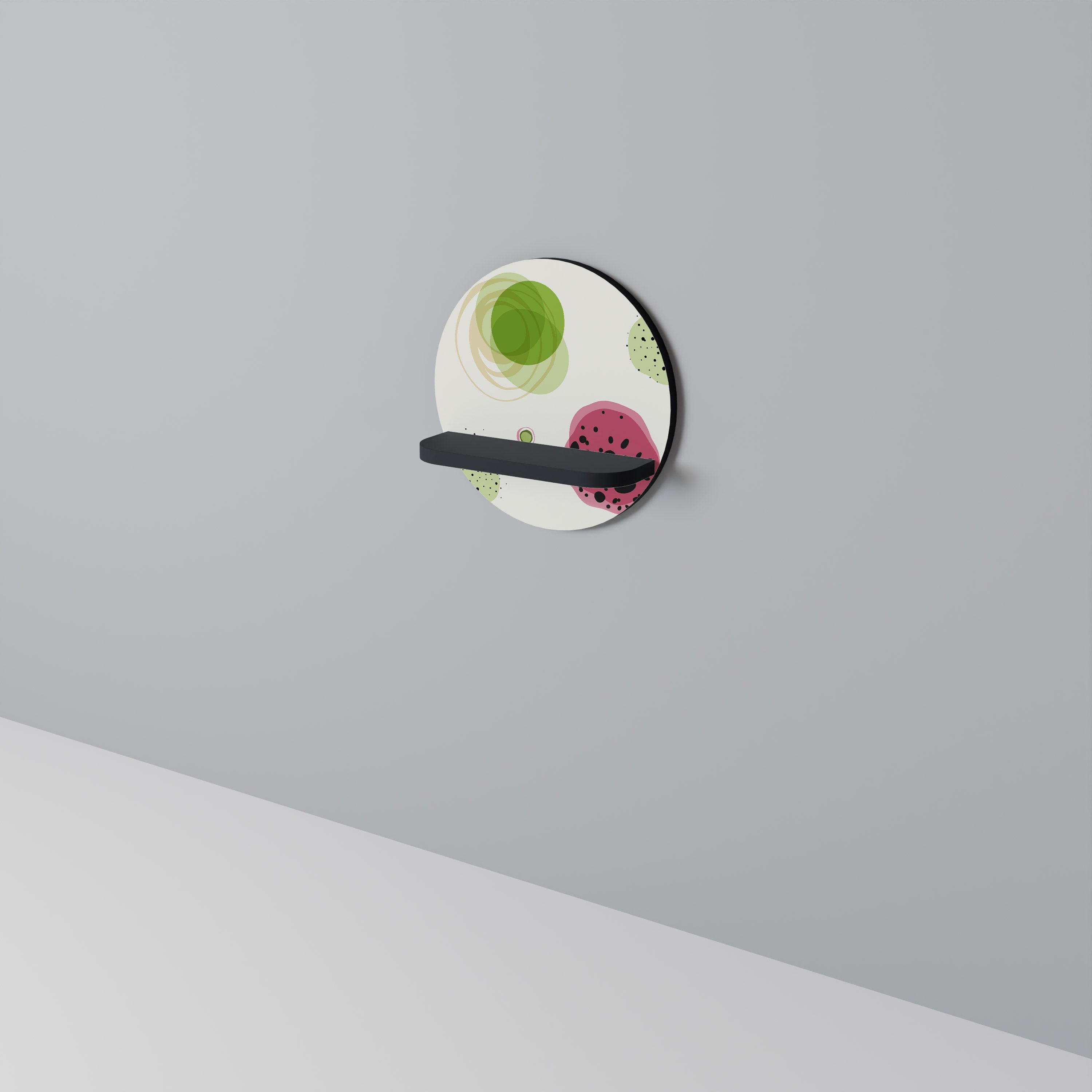 Étagère d'art ronde COLORFUL COSMOS en finition noire