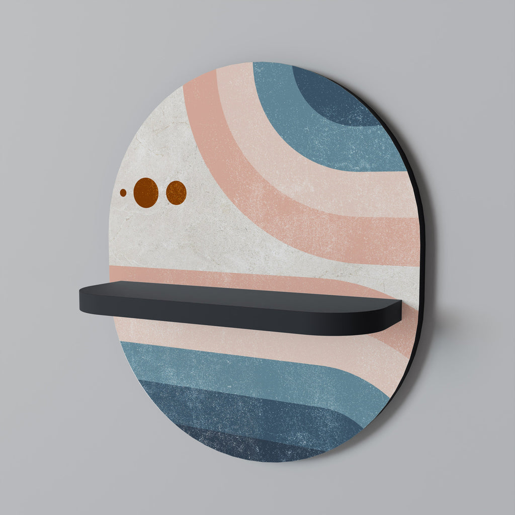 Étagère d'art ovale en deux moitiés, finition noire