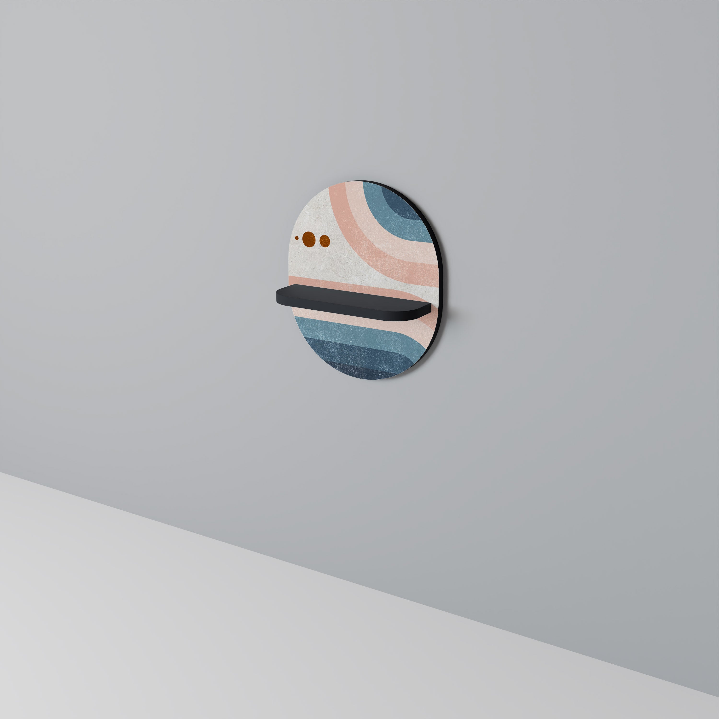 Étagère d'art ovale en deux moitiés, finition noire