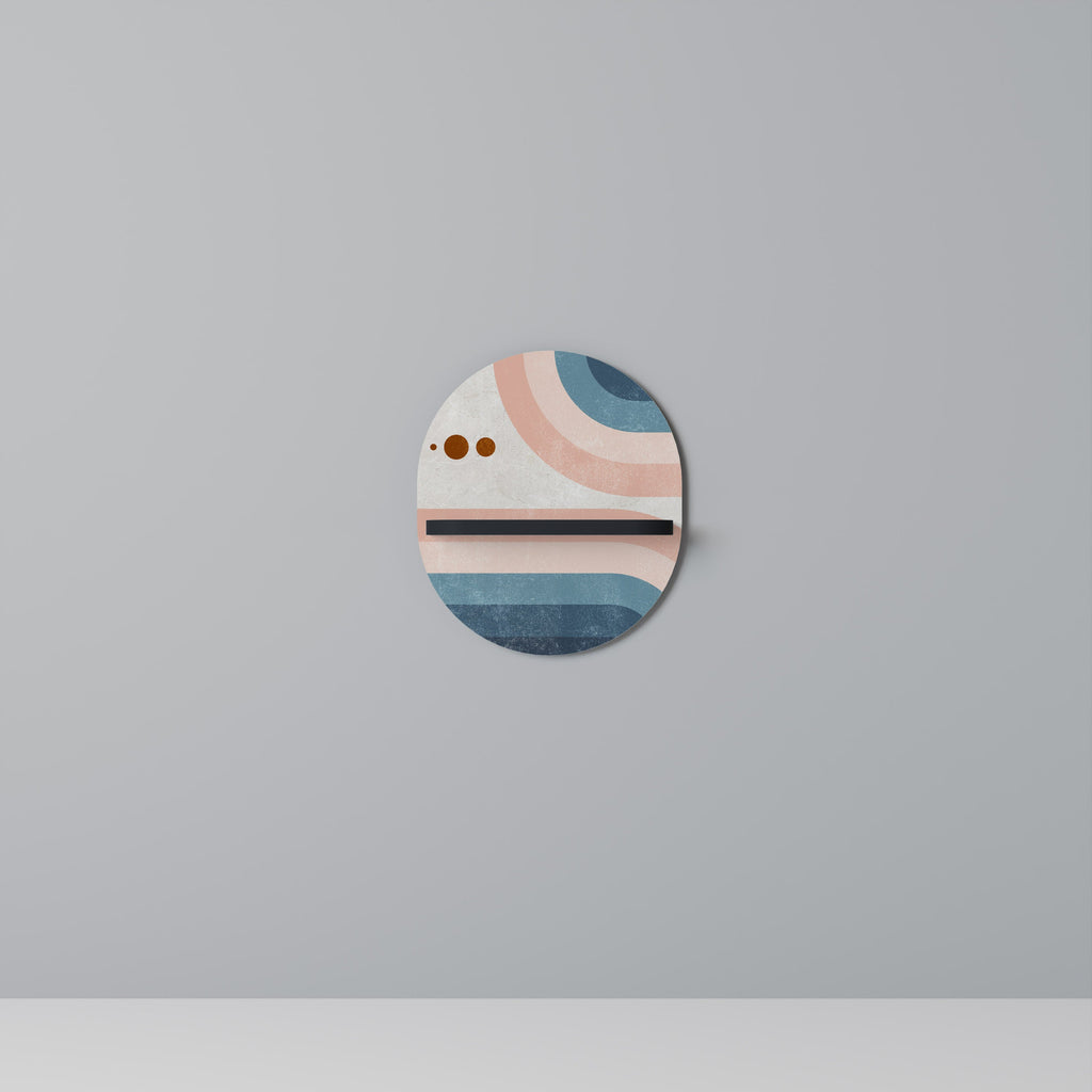 Étagère d'art ovale en deux moitiés, finition noire