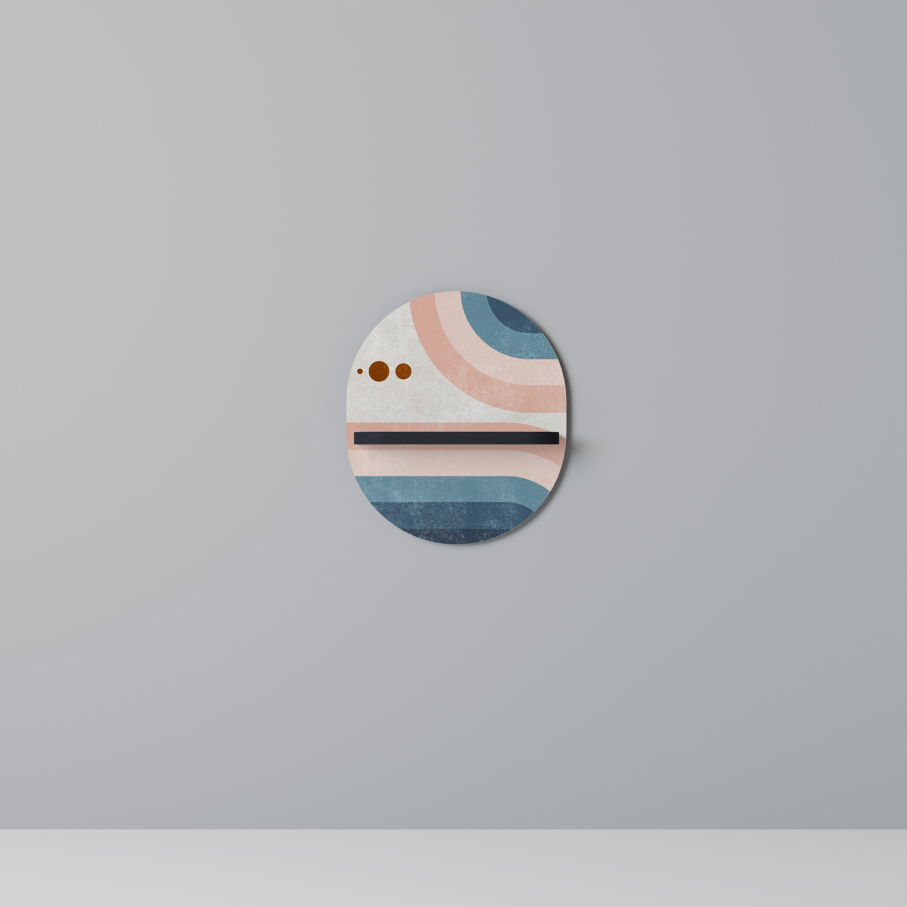 Étagère d'art ovale en deux moitiés, finition noire