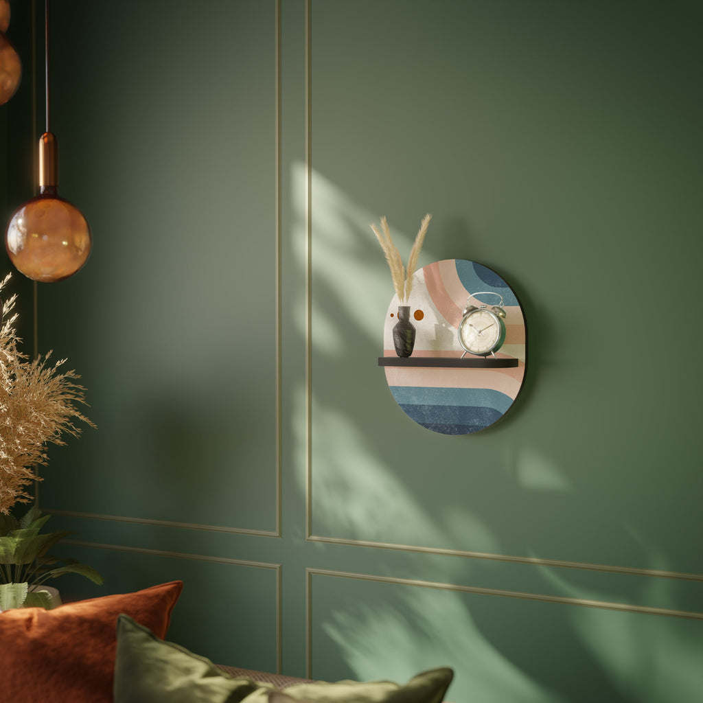 Étagère d'art ovale en deux moitiés, finition noire