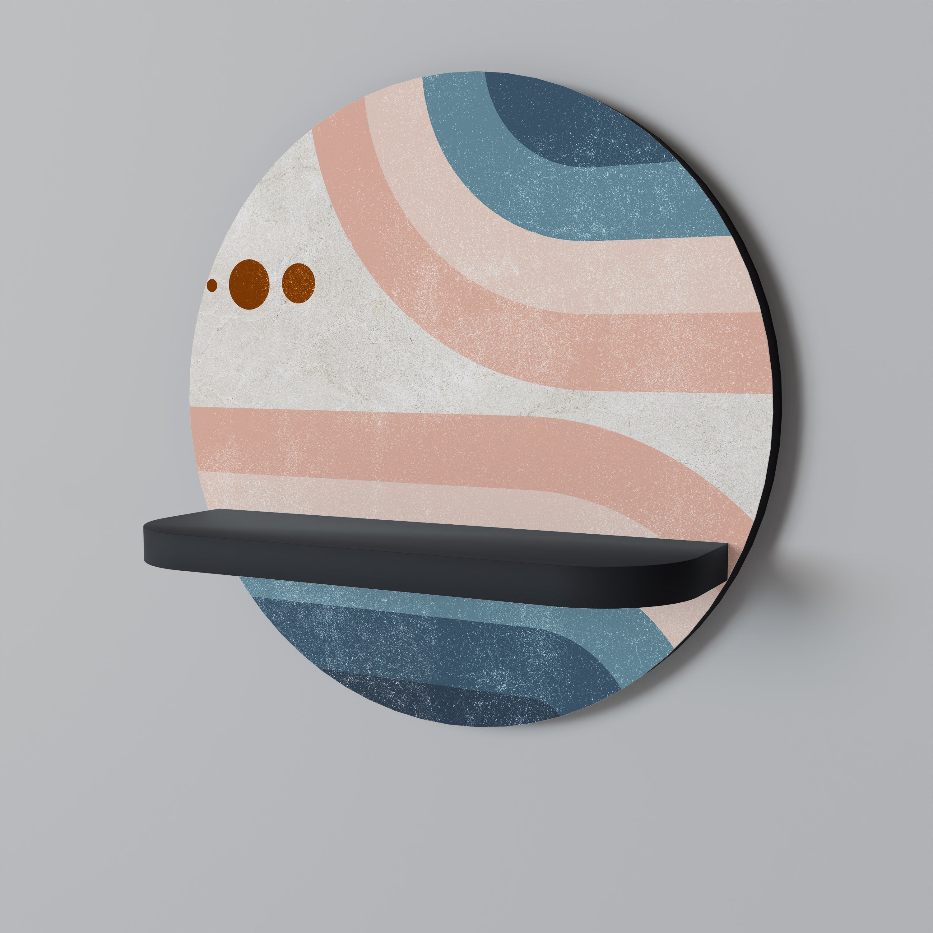 Étagère d'art ronde TWO HALVES en finition noire