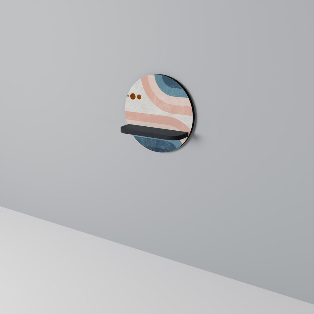 TWO HALVES Round Art Shelf In Black Finish