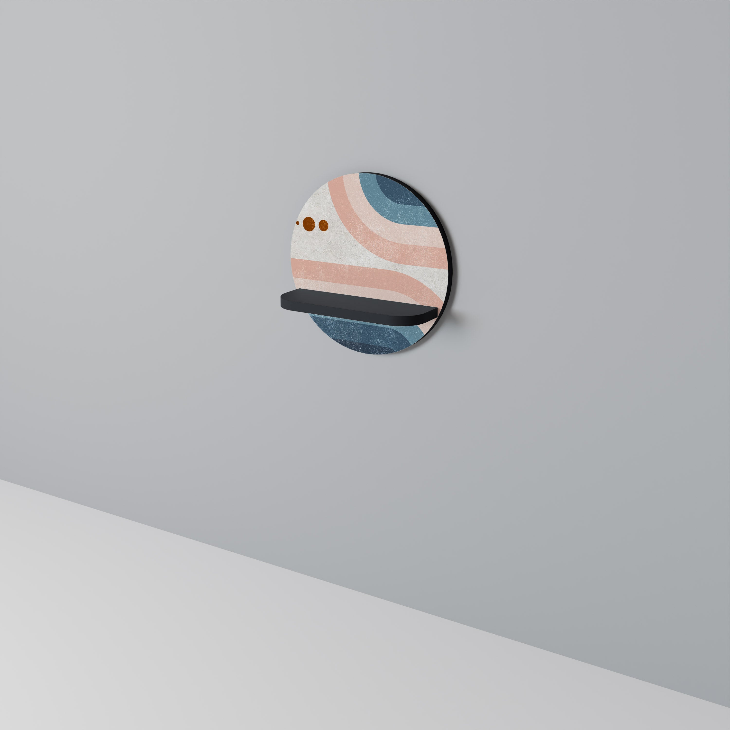 Étagère d'art ronde TWO HALVES en finition noire