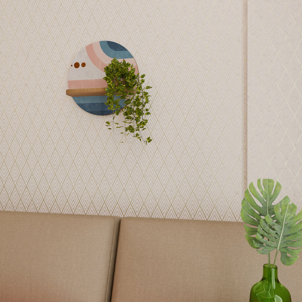 Étagère d'art ronde TWO HALVES effet chêne