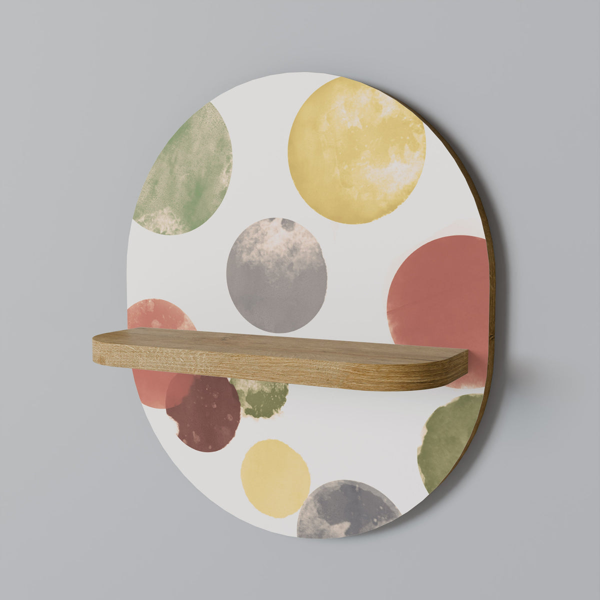 FLEETING HAPPINESS Oval Art Shelf In Oak Effect