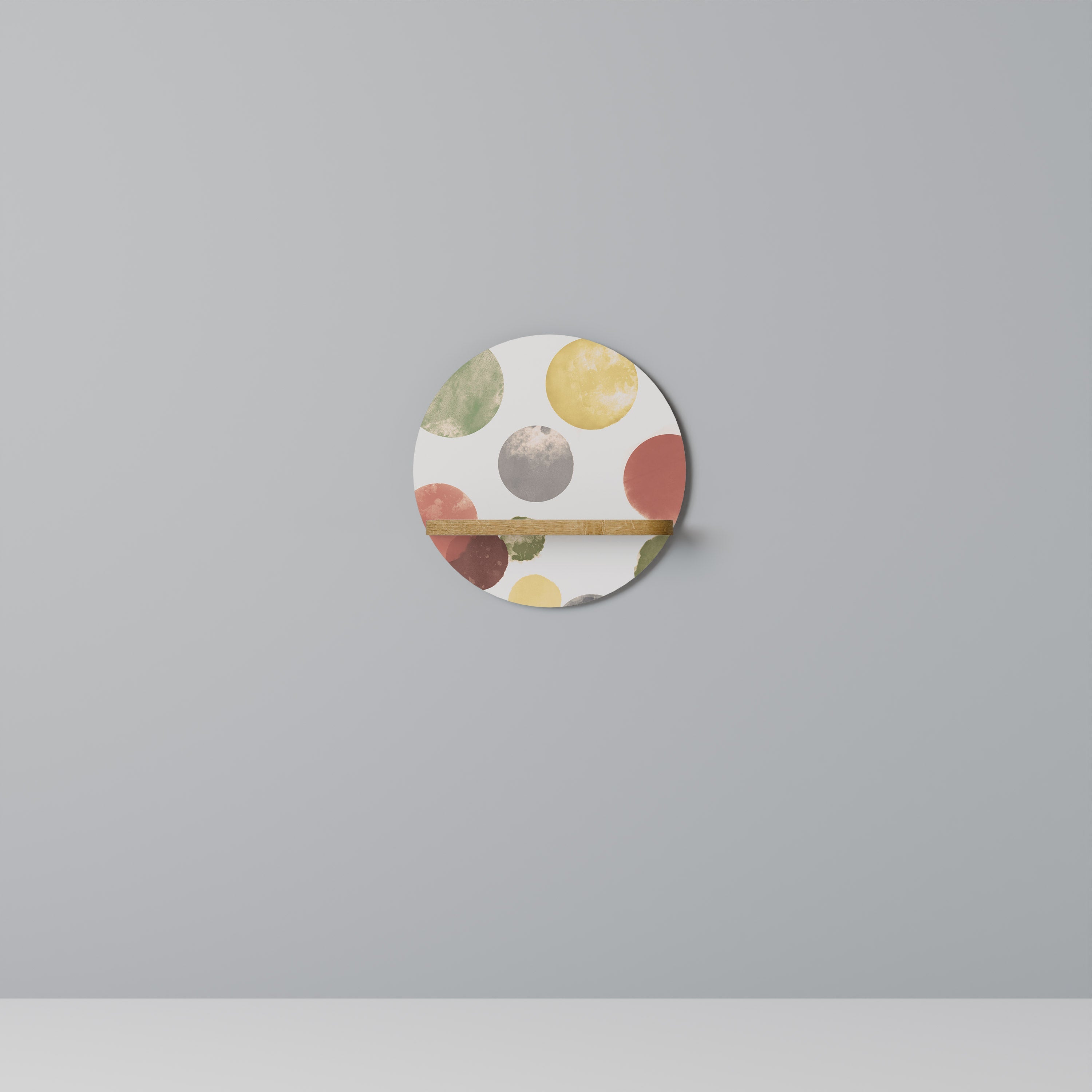 FLEETING HAPPINESS Round Art Shelf In Oak Effect