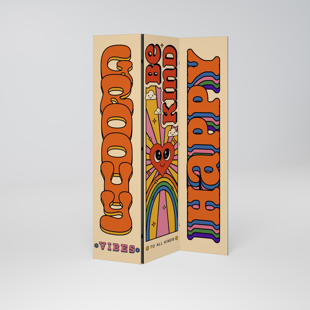 GROOVY POSTERS Decorative 3-Panel Room Divider